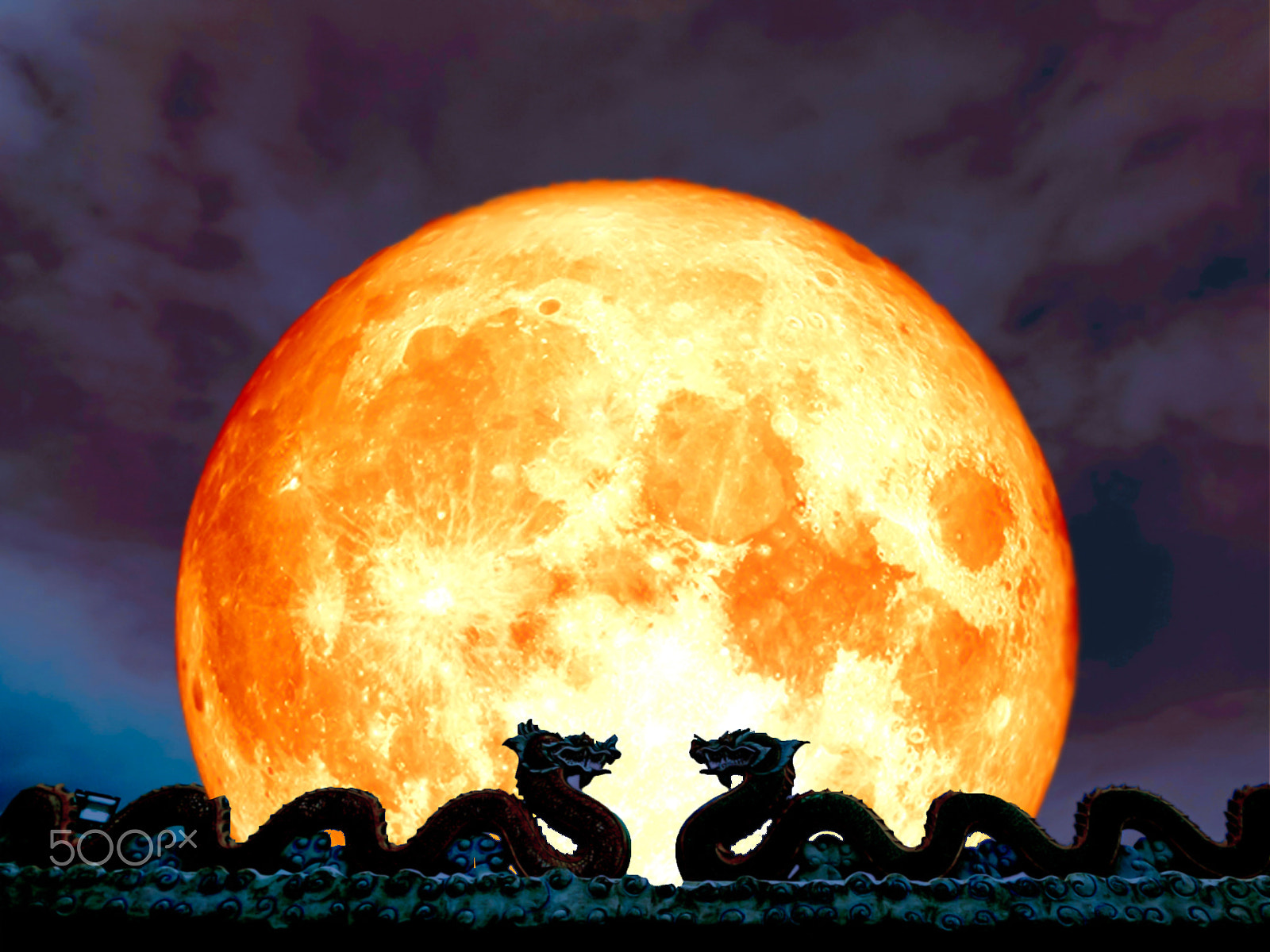 Samsung WB250F/WB251F/WB252F sample photo. Super full blood moon double dragen on roof night sky photography