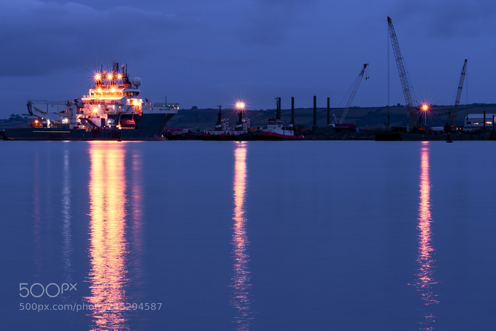 Sony a7R II sample photo. Twilight scene of ships photography