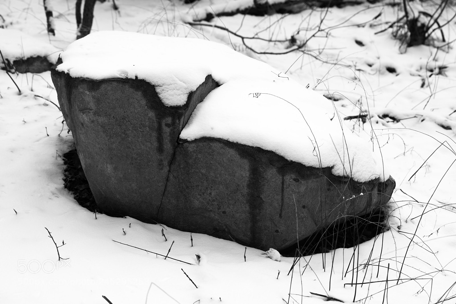 Pentax K-1 sample photo. Boulder in snow photography