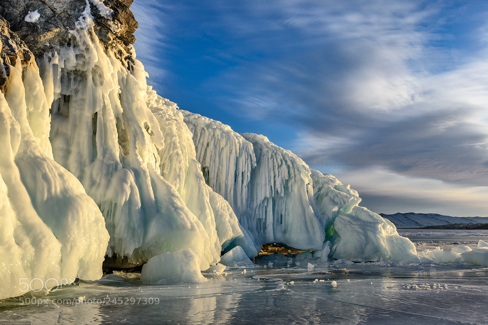 Nikon D800 sample photo. Baikal ice on sunset photography