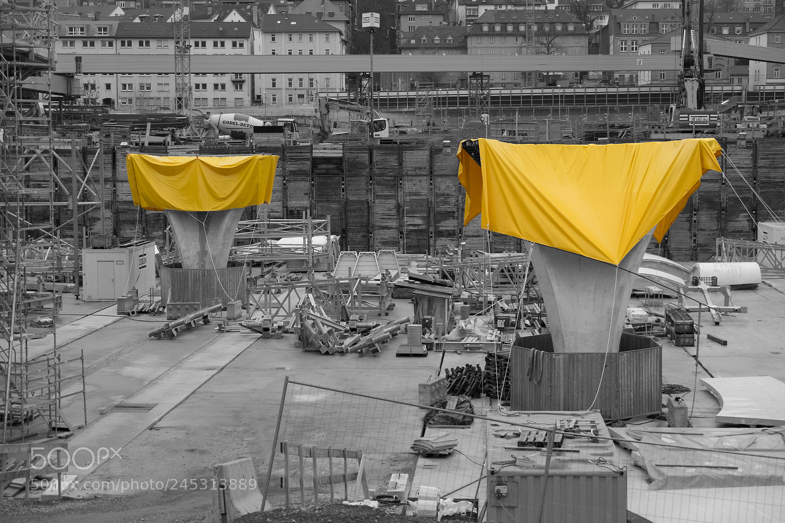 Fujifilm X-T1 sample photo. Stuttgart main station construction photography