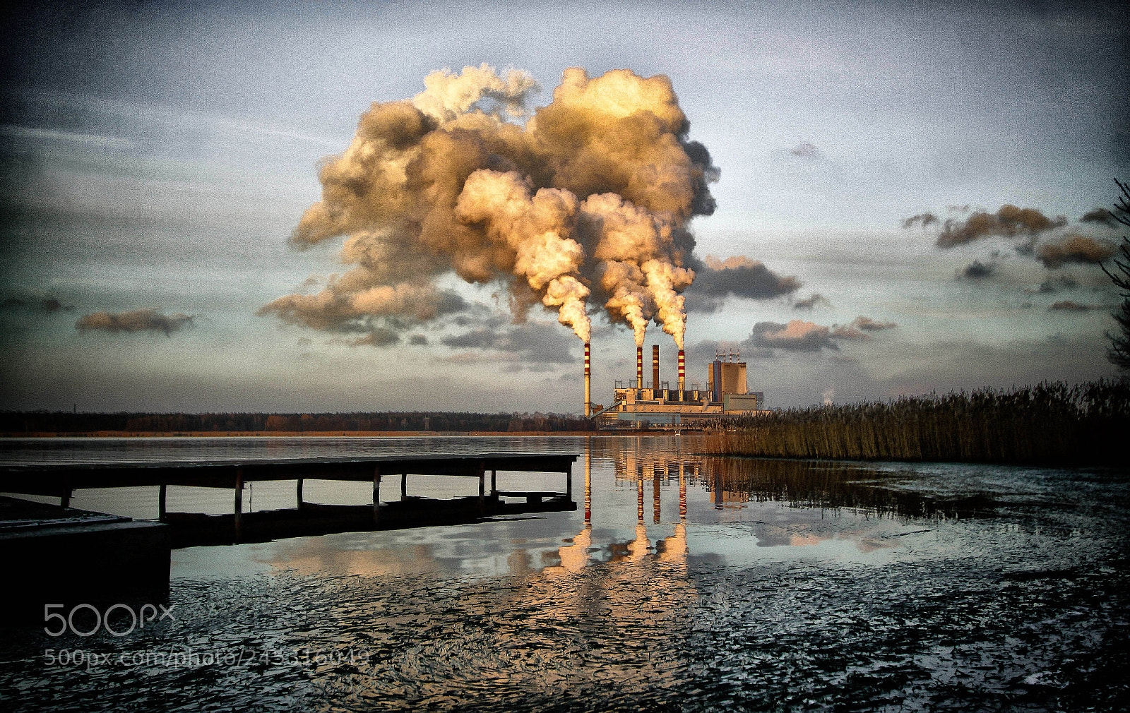 Canon EOS 50D sample photo. Power station at lake photography