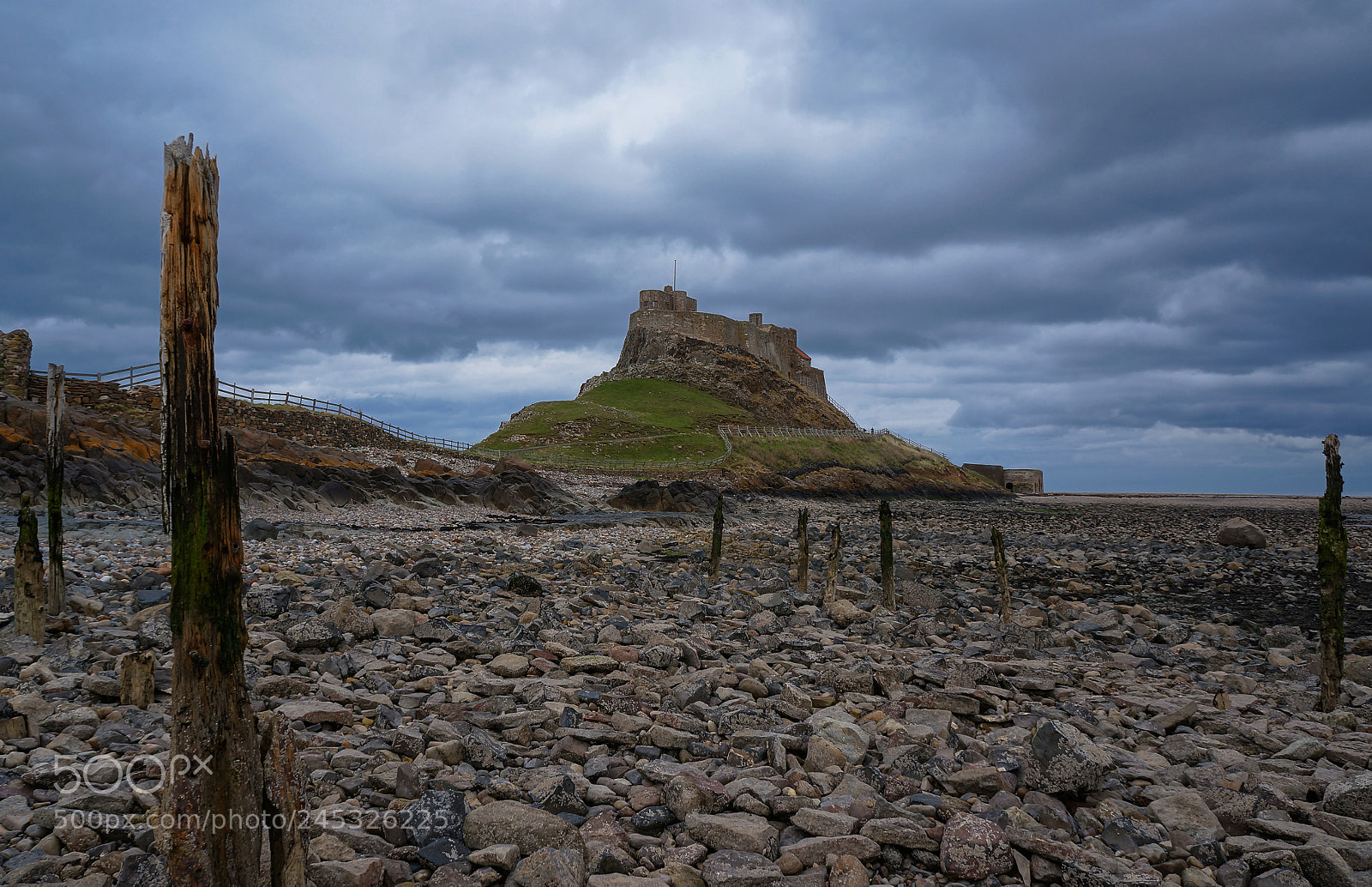 Sony Alpha NEX-5N sample photo. Dark sky over lindisfarne photography