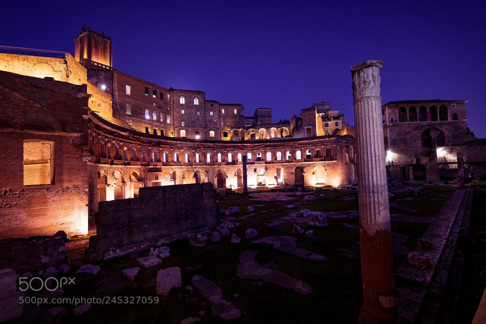 Nikon D7100 sample photo. Trajan's market by night photography