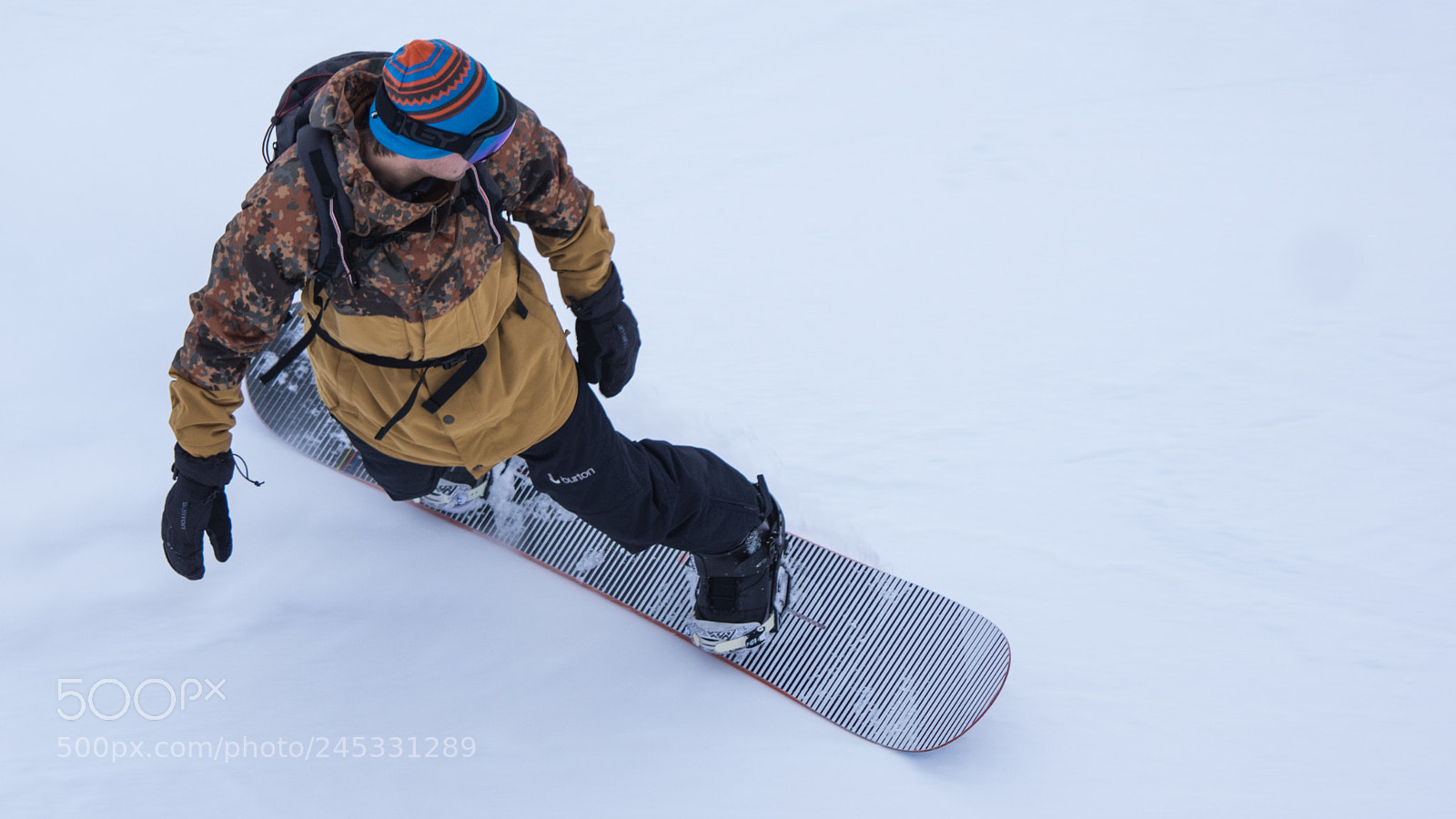 Pentax K-3 sample photo. Snowboarder from above photography