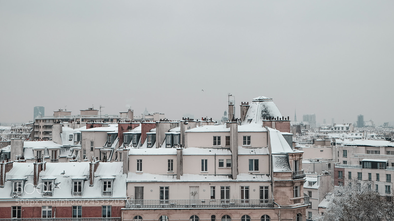 Fujifilm X-T1 sample photo. Paris roof top snowy photography