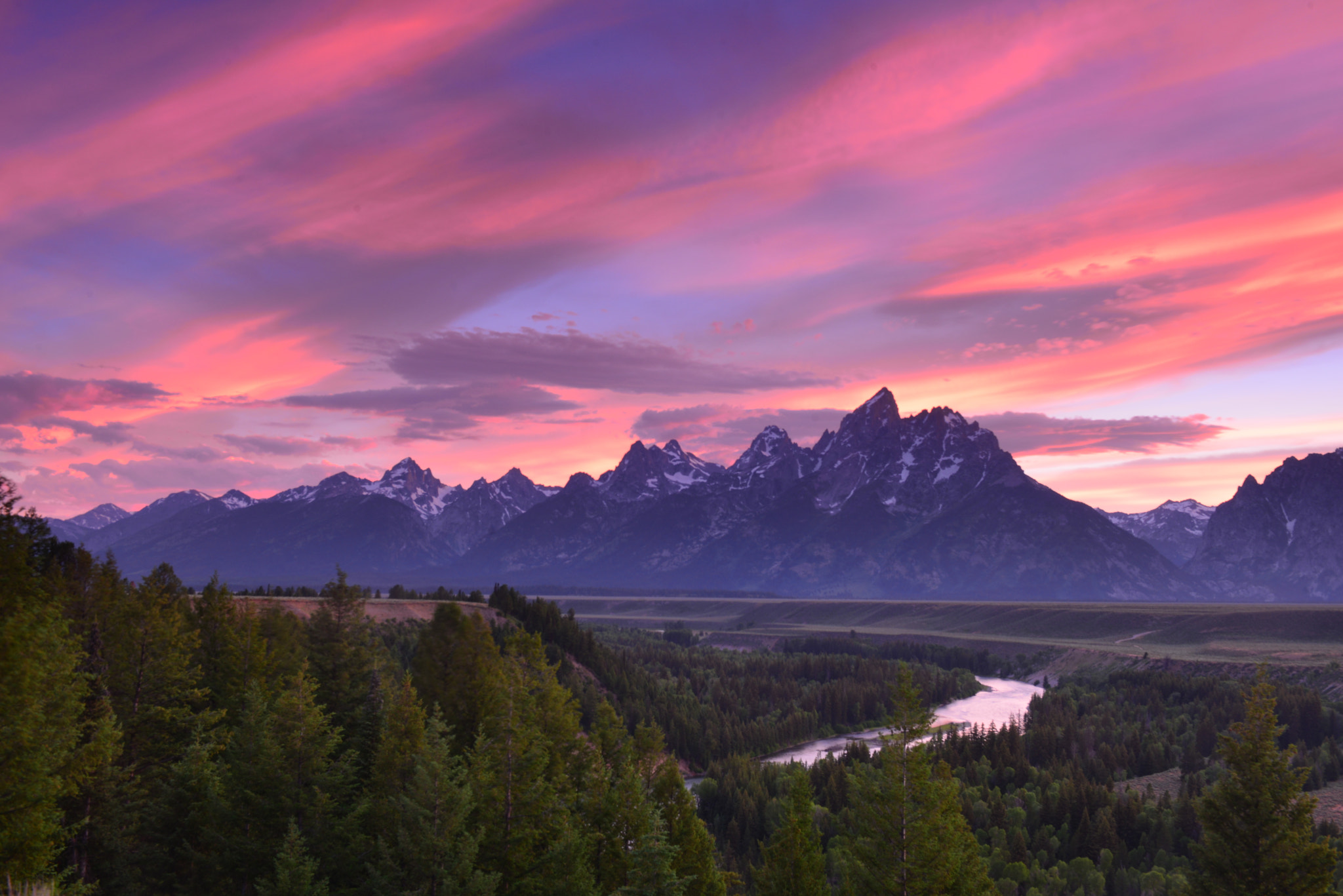 Nikon AF-S Nikkor 24-70mm F2.8G ED sample photo. Fiery sky at grand teton photography