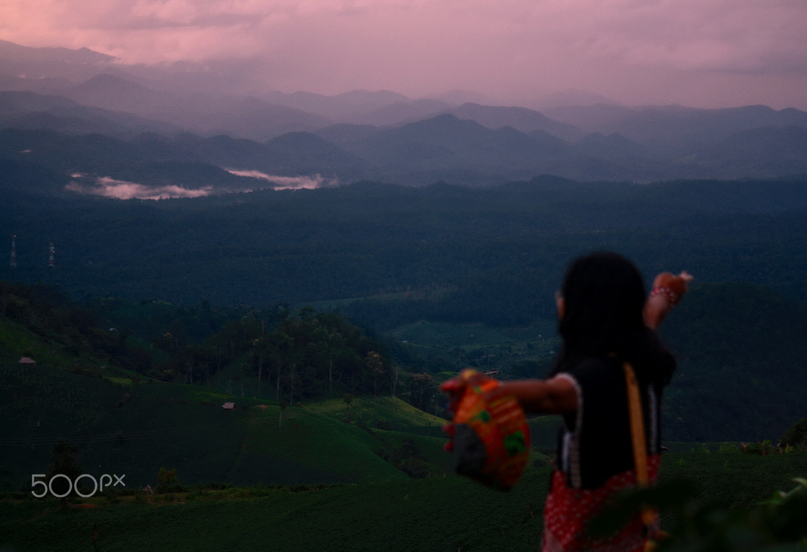 Canon EF-S 55-250mm F4-5.6 IS sample photo. Pink sunset over mountains of thailand photography