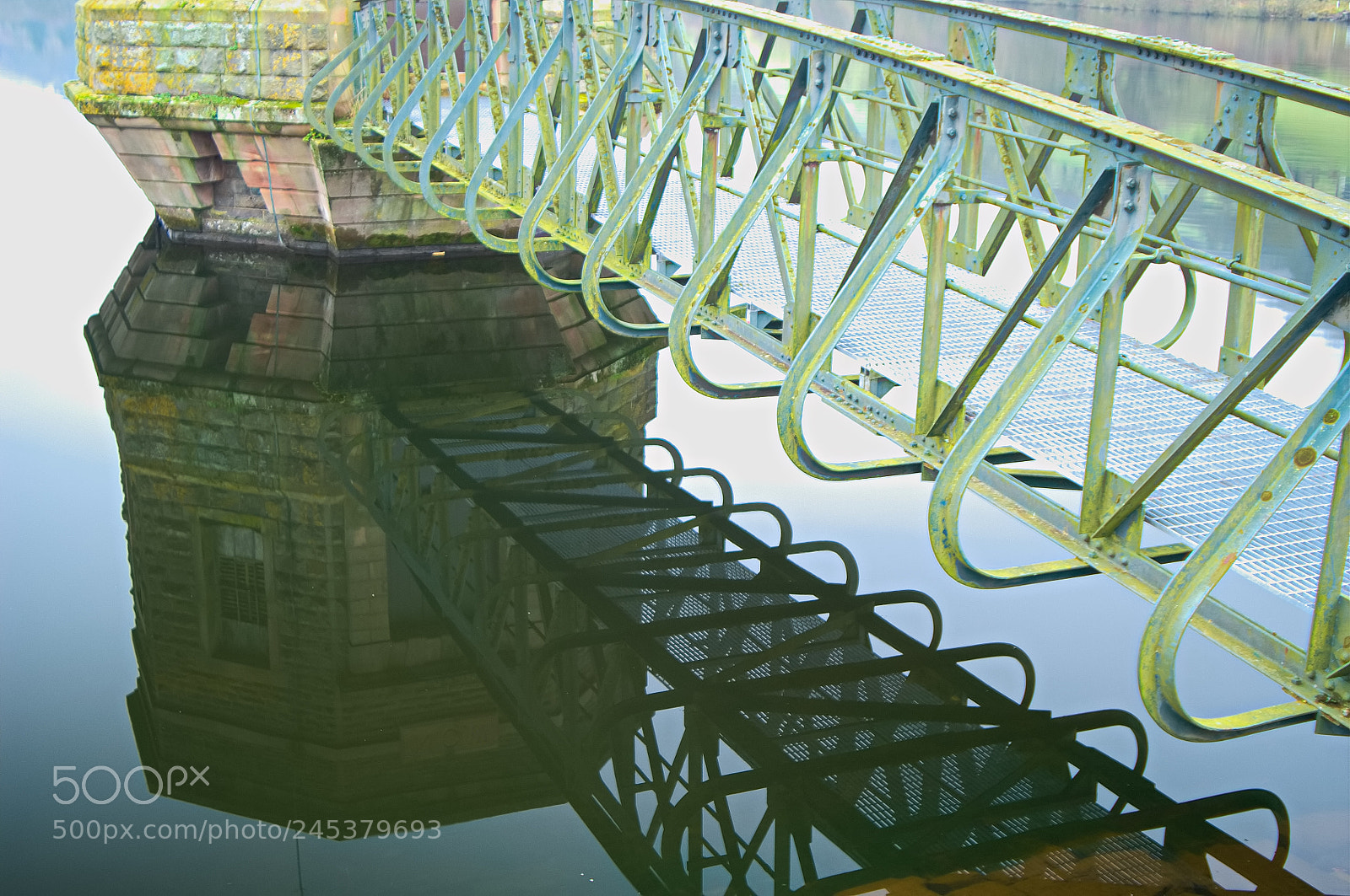 Nikon D2X sample photo. Pump house in reflection photography