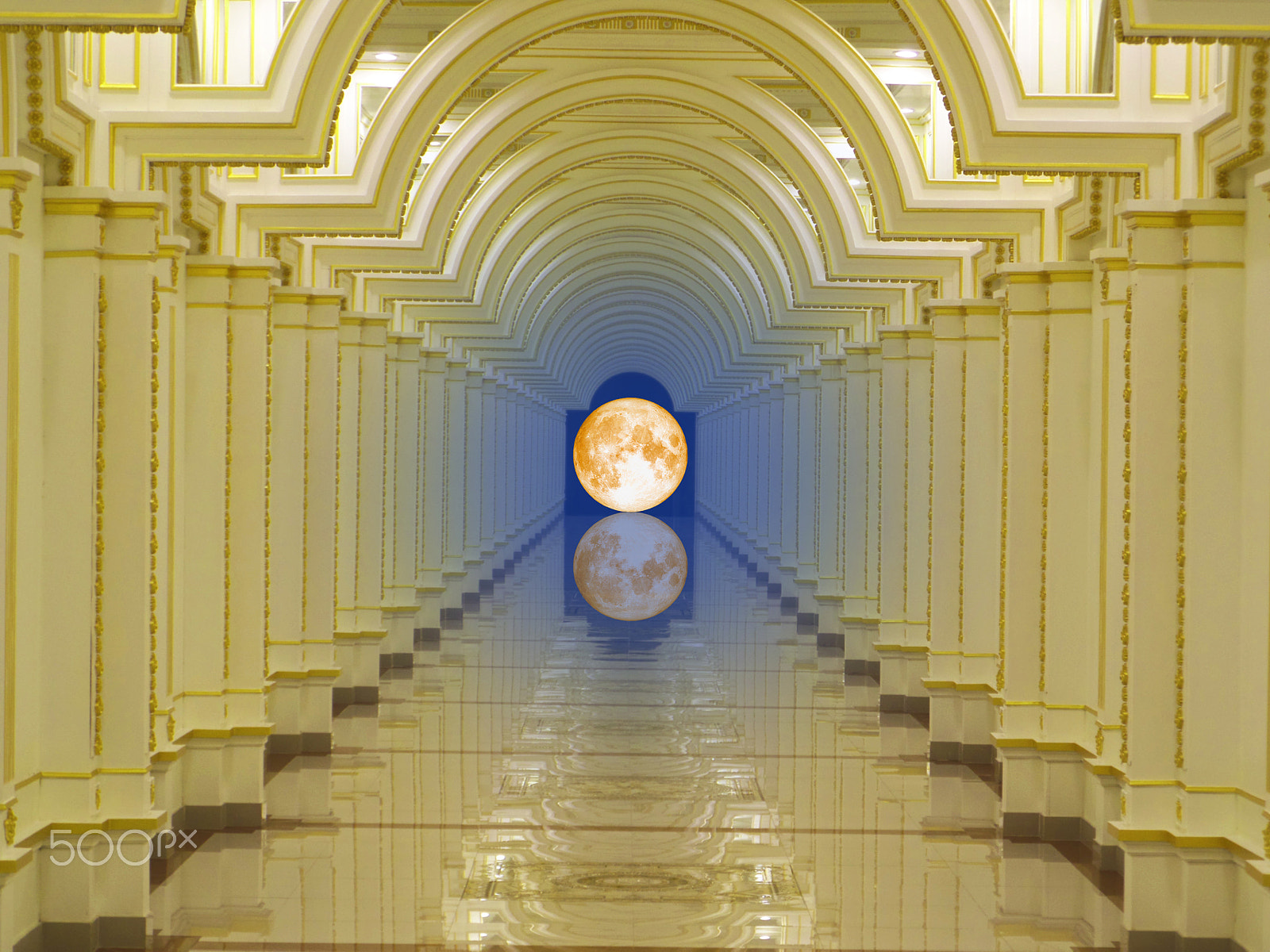 Samsung WB250F/WB251F/WB252F sample photo. Full blood moon in sameless room  reflection on floor photography