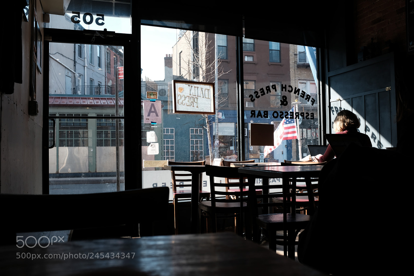 Fujifilm X100F sample photo. Coffee shop shadows. photography