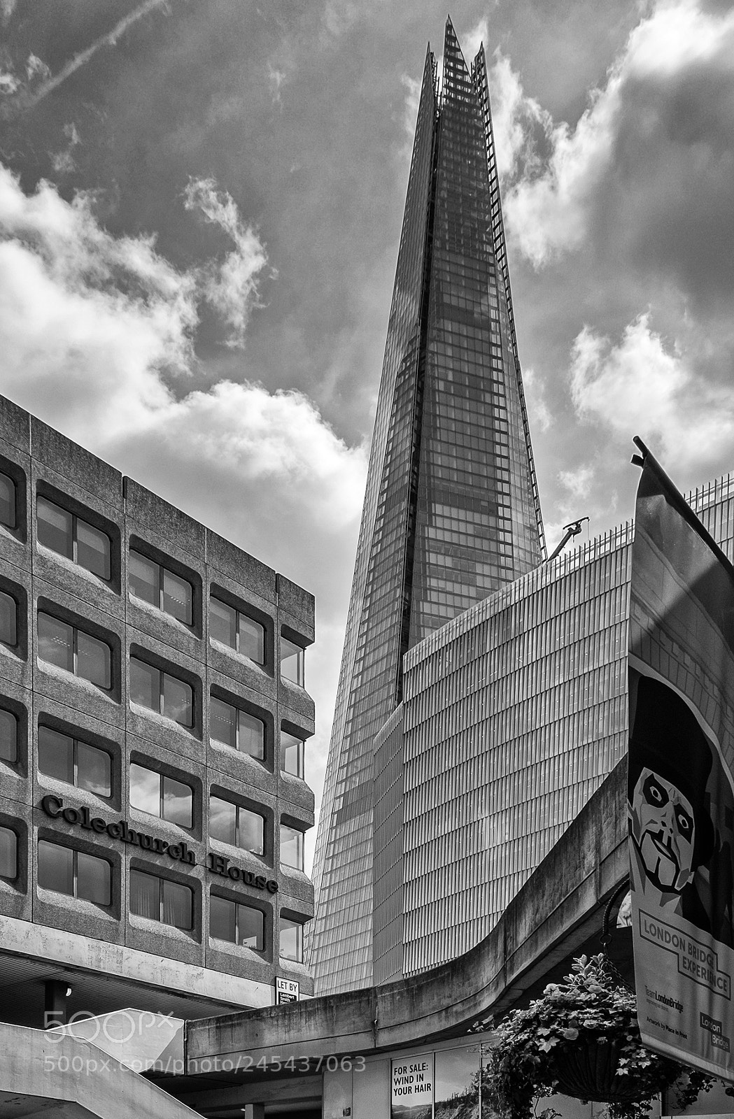 Fujifilm X70 sample photo. Shard view bw southwark photography