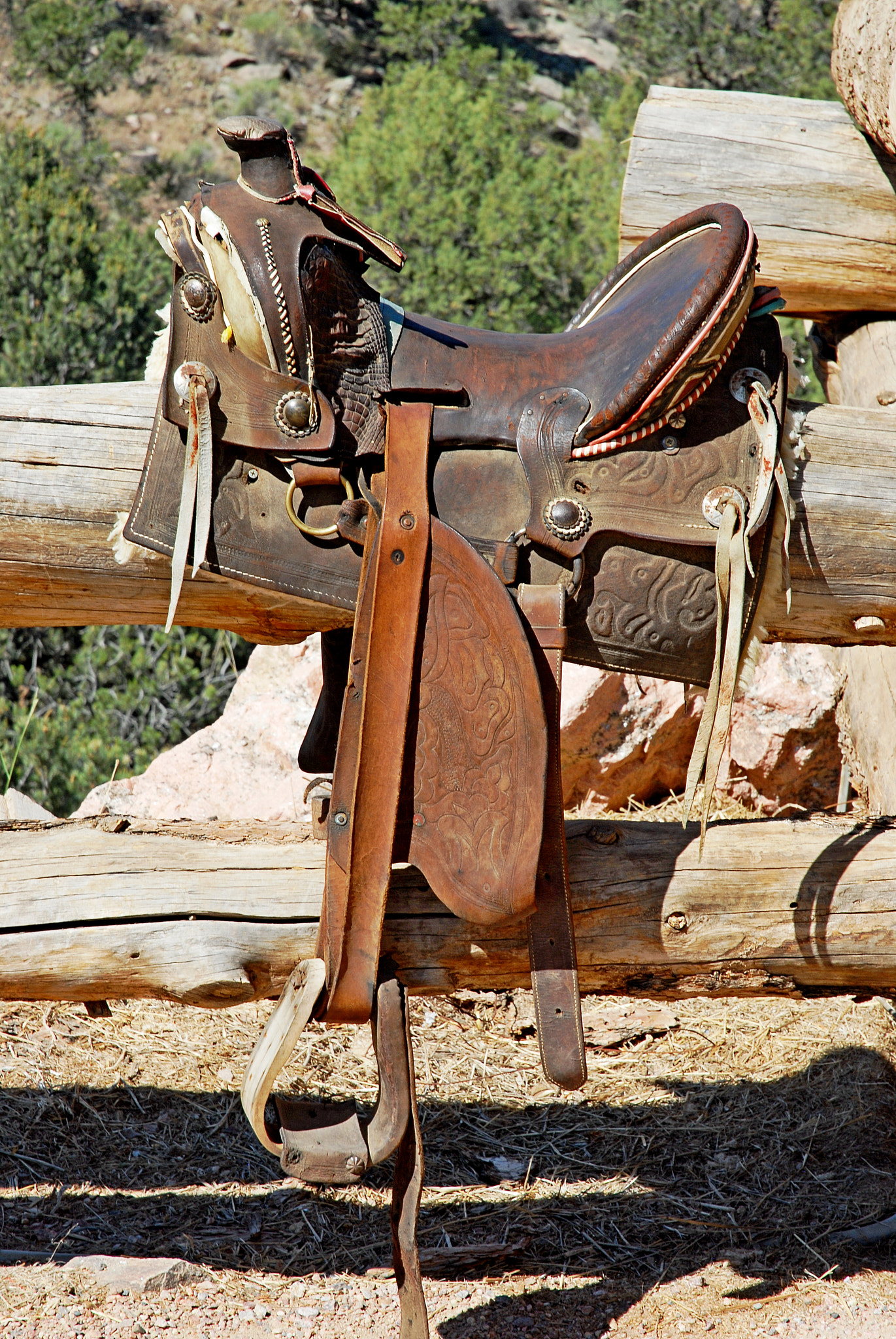 Nikon D200 sample photo. Saddle on ranch fence photography