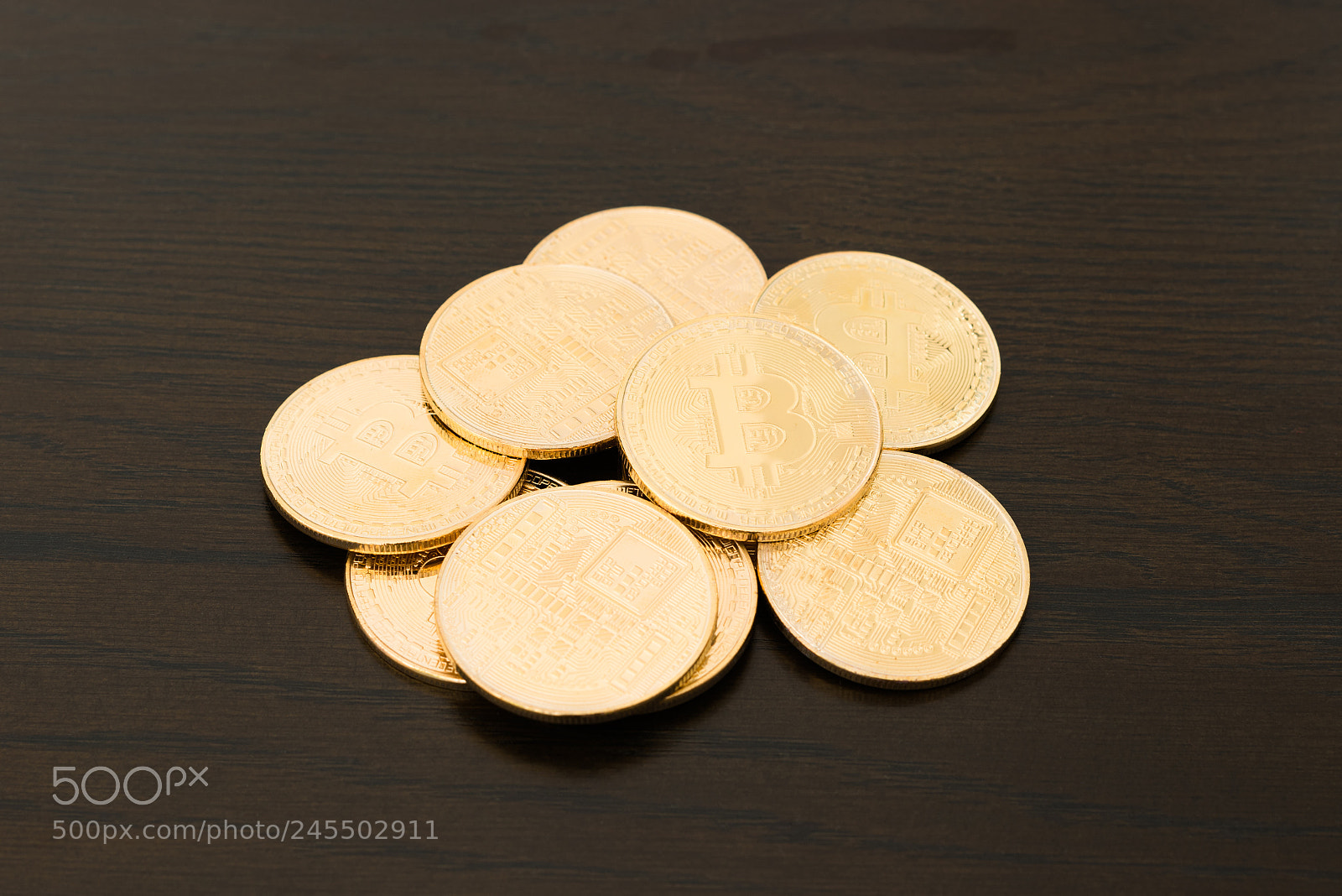 Nikon D810 sample photo. Heap of golden bitcoins photography