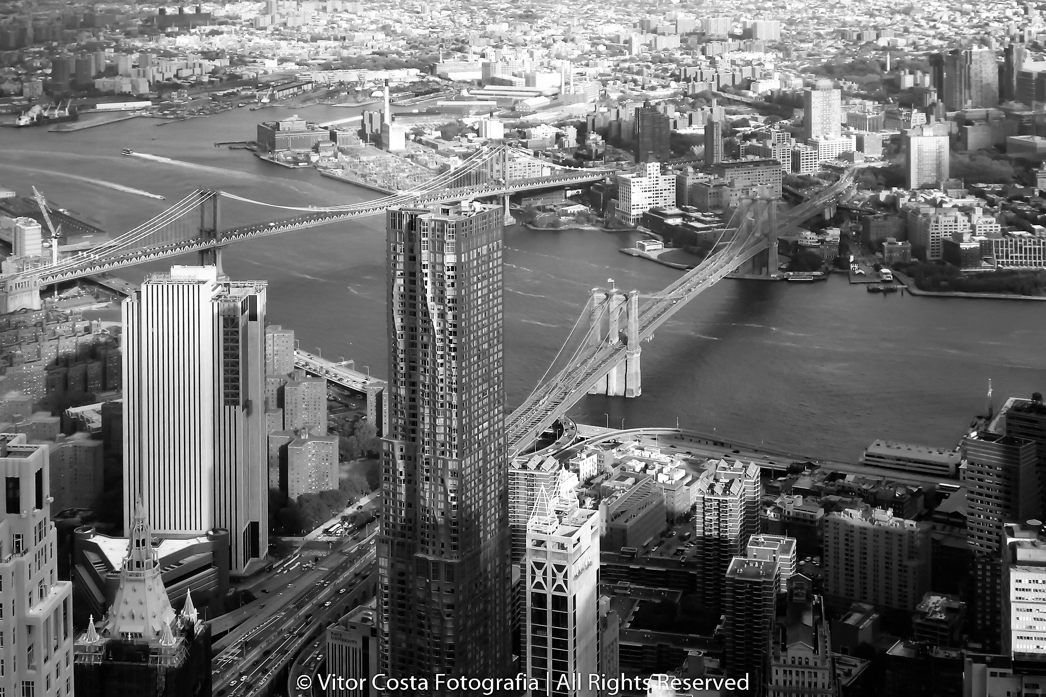 Panasonic Lumix DMC-TS5 (Lumix DMC-FT5) sample photo. Two bridges nyc b&w photography