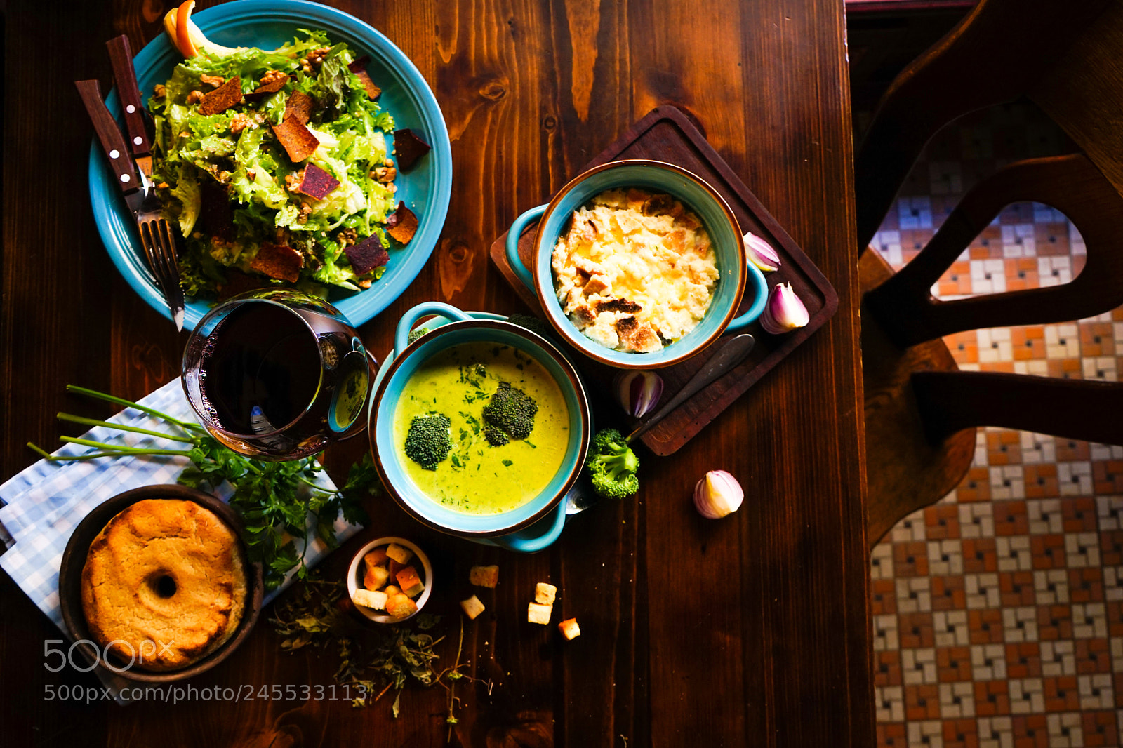 Sony a7 sample photo. Rustic dinner set photography