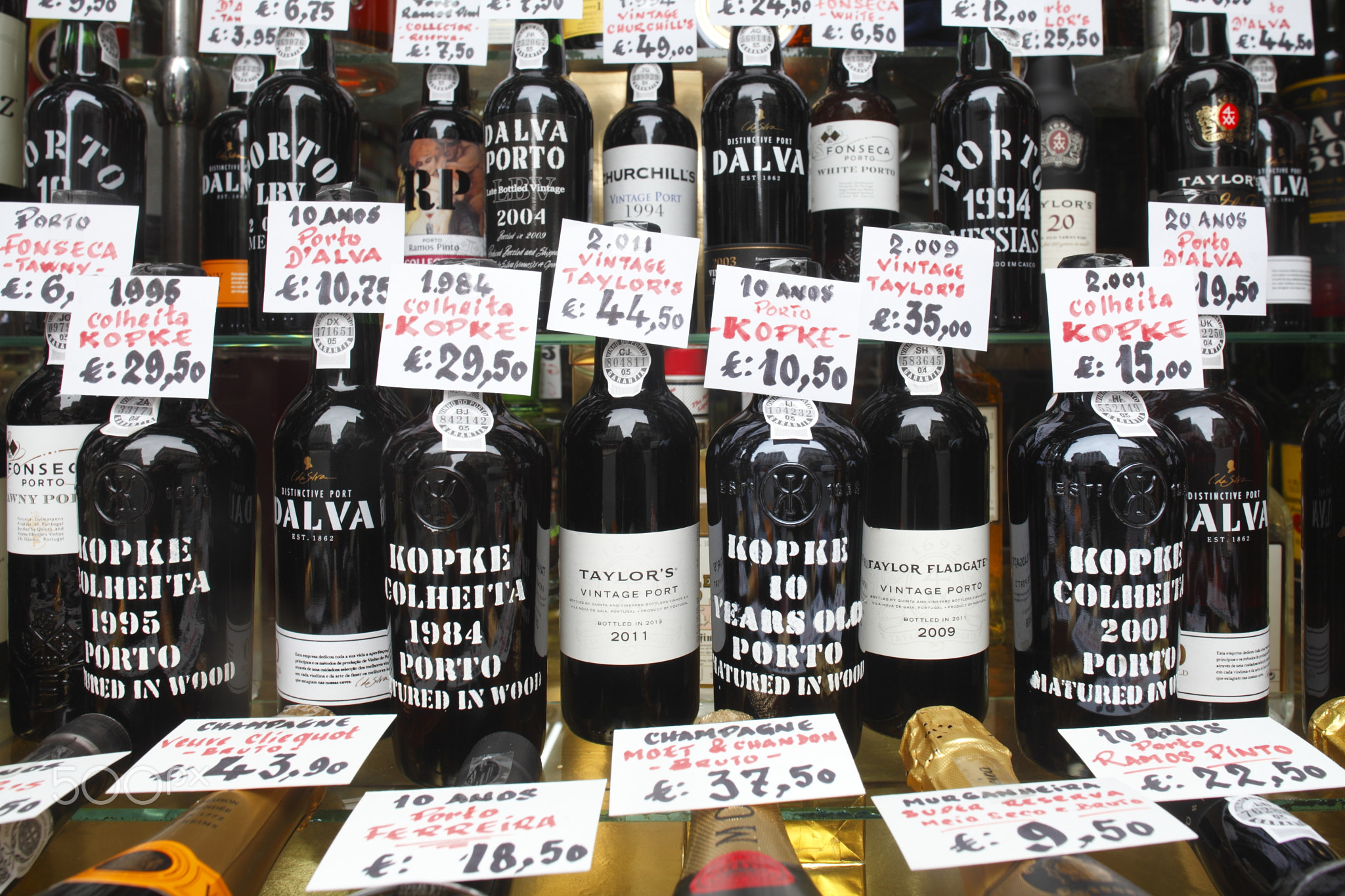 Port Wine Bottles in a Shop Window