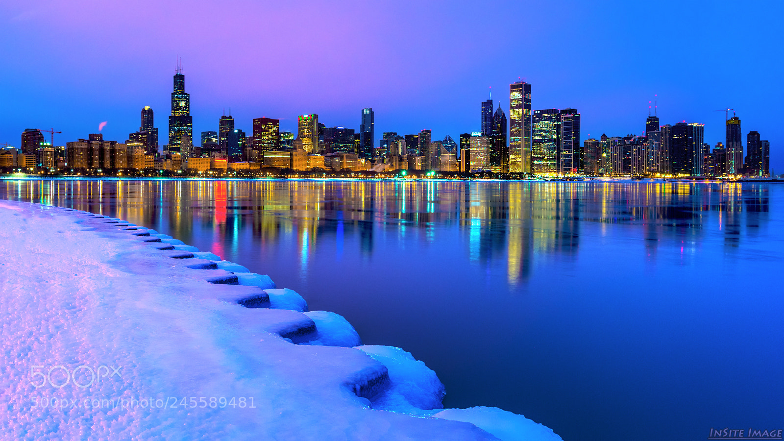 Nikon D850 sample photo. Chicago skyline at dawn photography