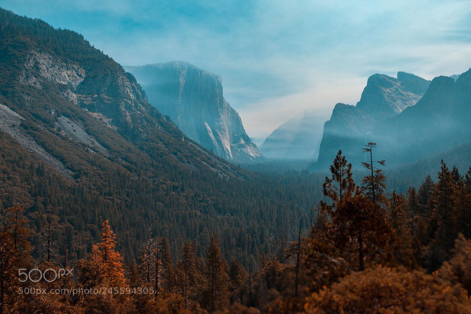 Olympus E-520 (EVOLT E-520) sample photo. Foggy yosemite valley photography