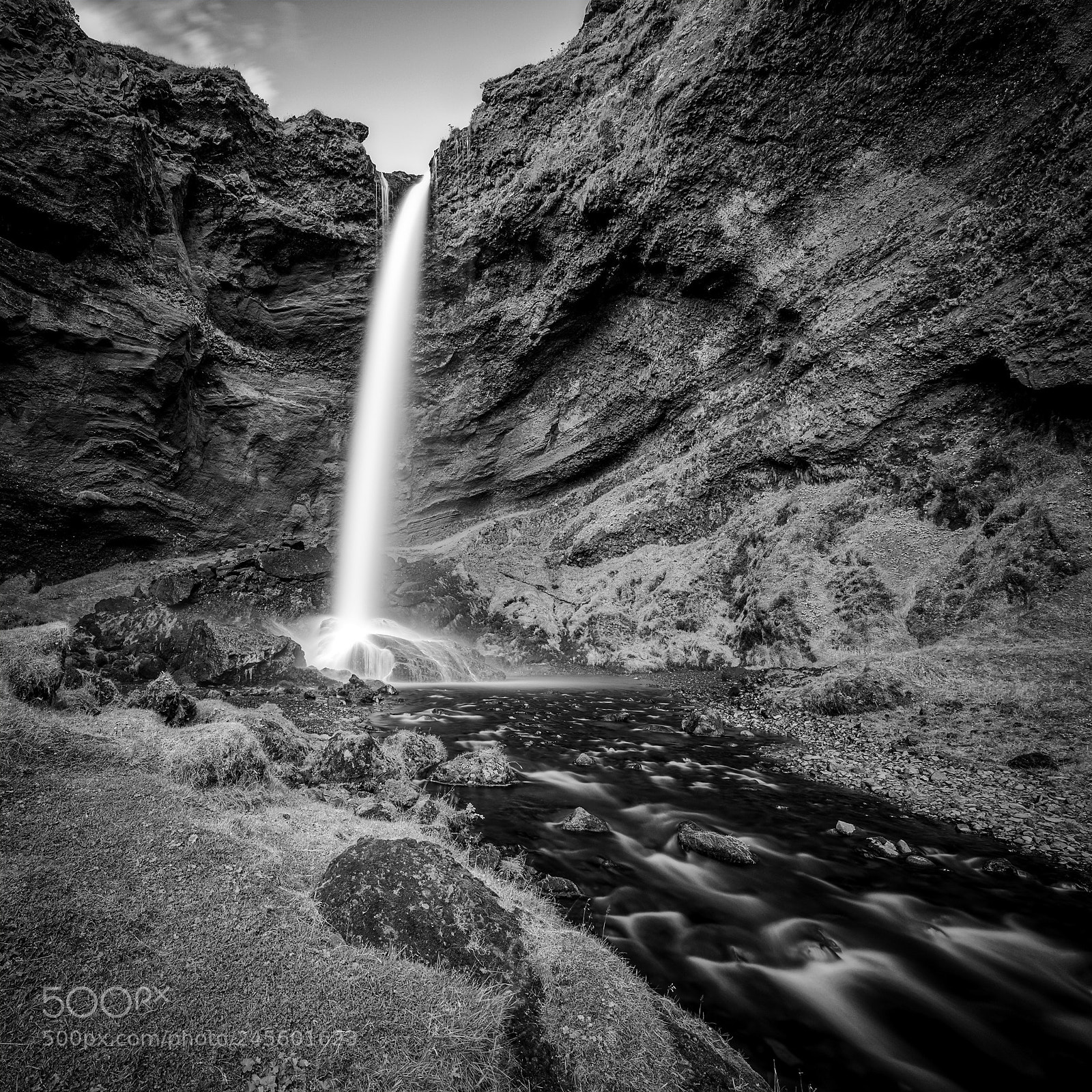 Nikon D800 sample photo. Kvernufoss black&white photography