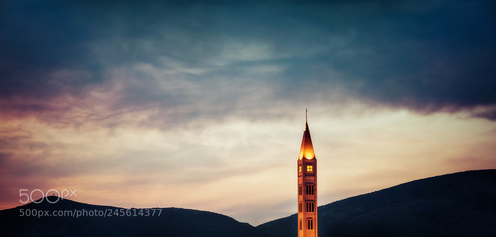 Nikon D800 sample photo. Church tower sunset,mostar, bosnia photography