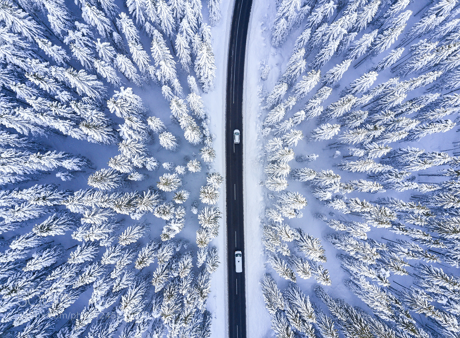 DJI FC220 sample photo. Winter road photography
