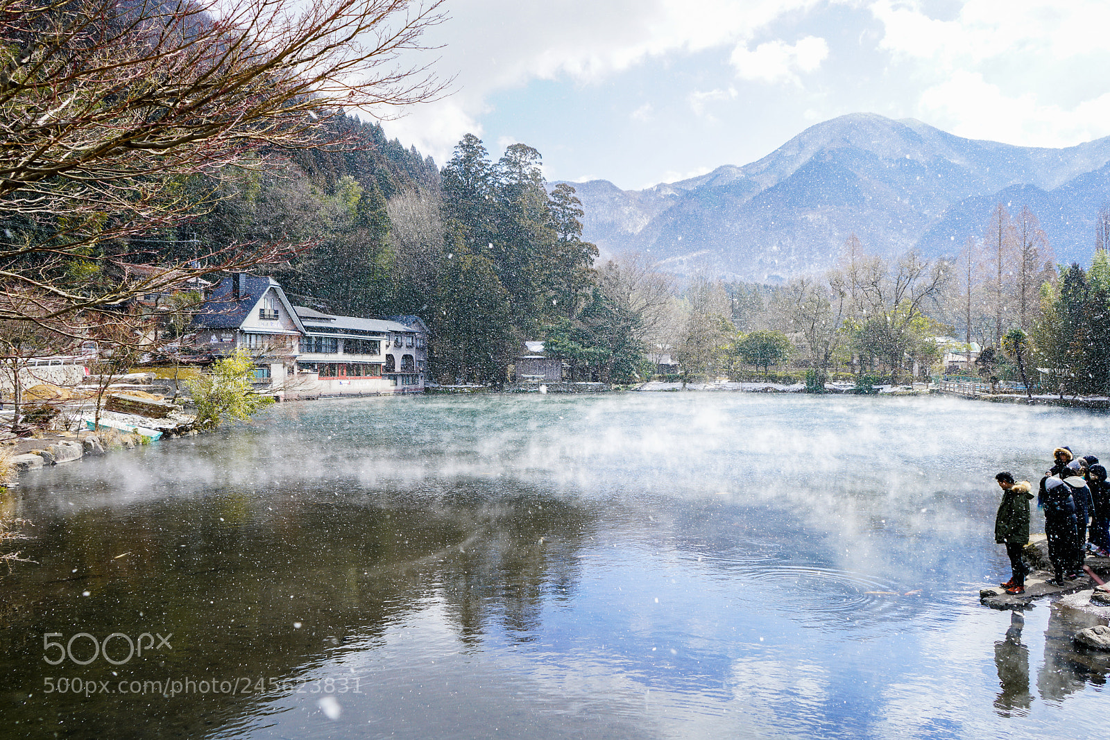 Sony a7R II sample photo. Yufuin lake in snow photography