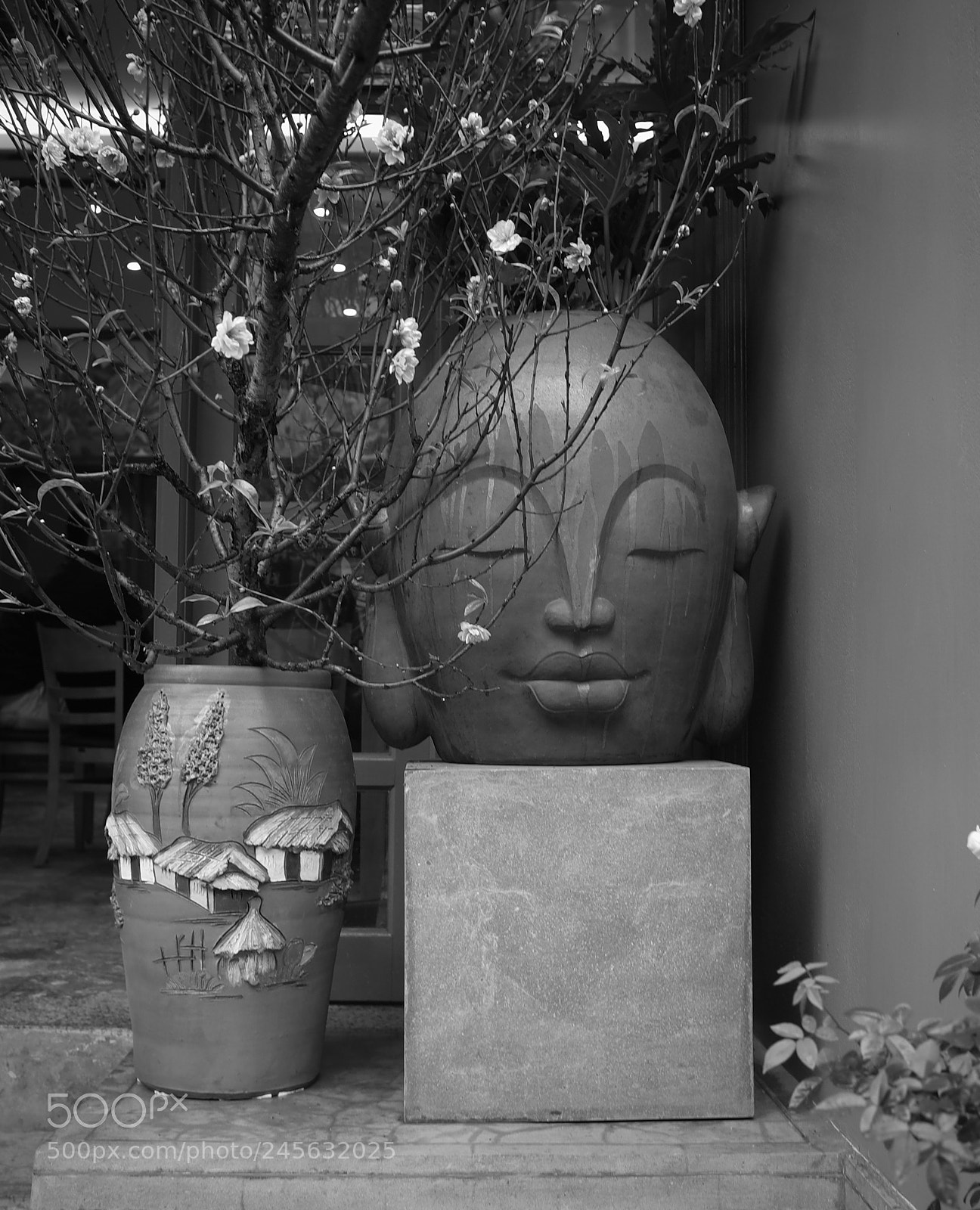 Ricoh GR II sample photo. Buddha and peach blossom photography