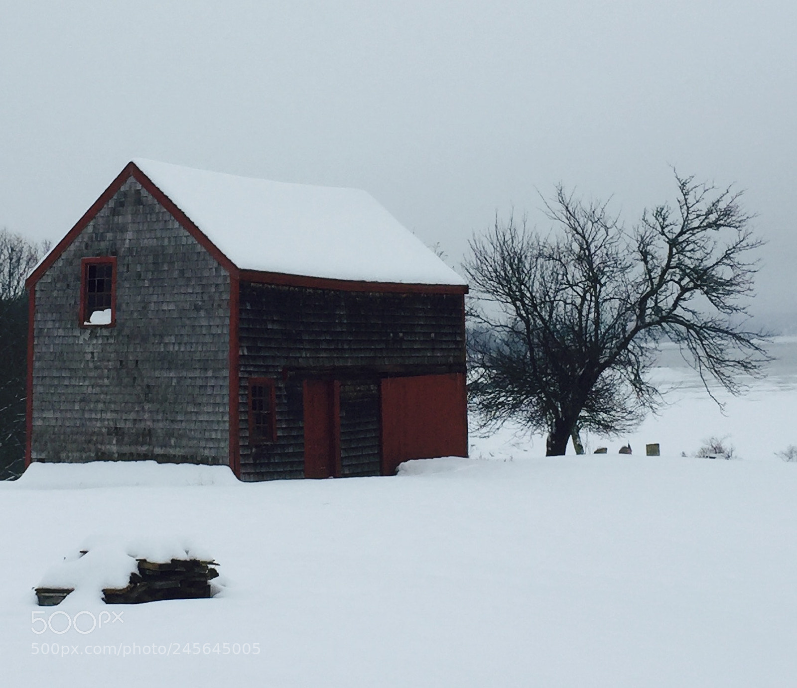 Apple iPhone 6 sample photo. Snow covered barn photography