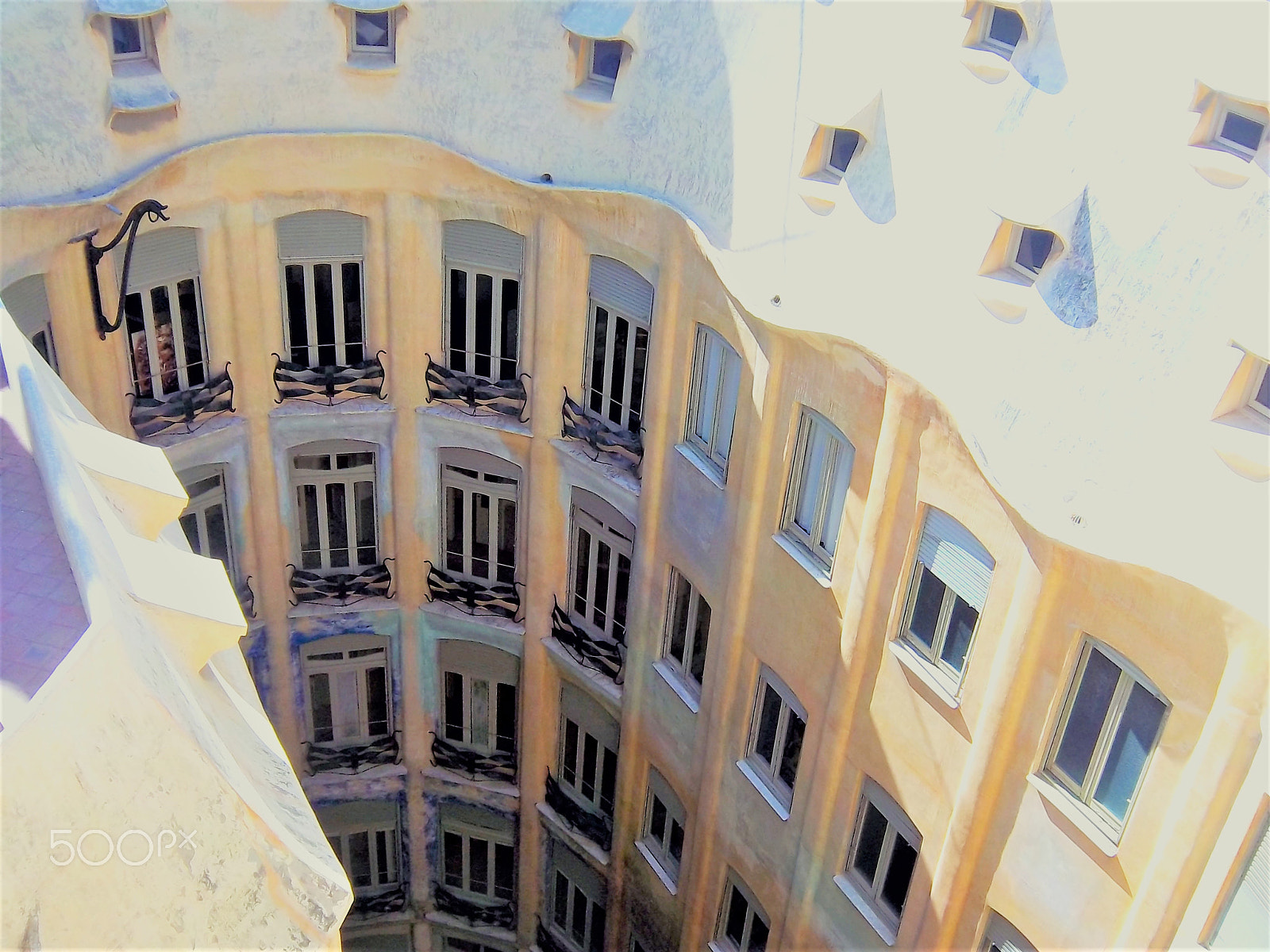 Kodak EasyShare M550 sample photo. Interior courtyard of casa mila or la pedrera, designed by antoni gaudi photography