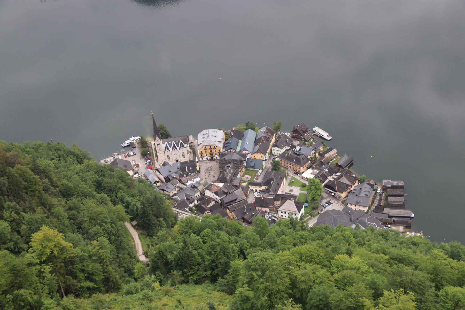 Canon EF-S 18-200mm F3.5-5.6 IS sample photo. Hallstatt from the air photography