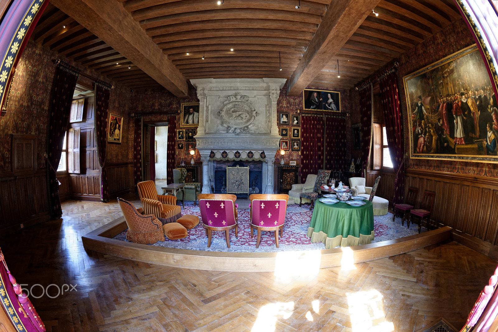 Nikon D810 sample photo. Azay-le-rideau, chateau d'azay-le-rideau, zimmer, kamin, fisheye photography