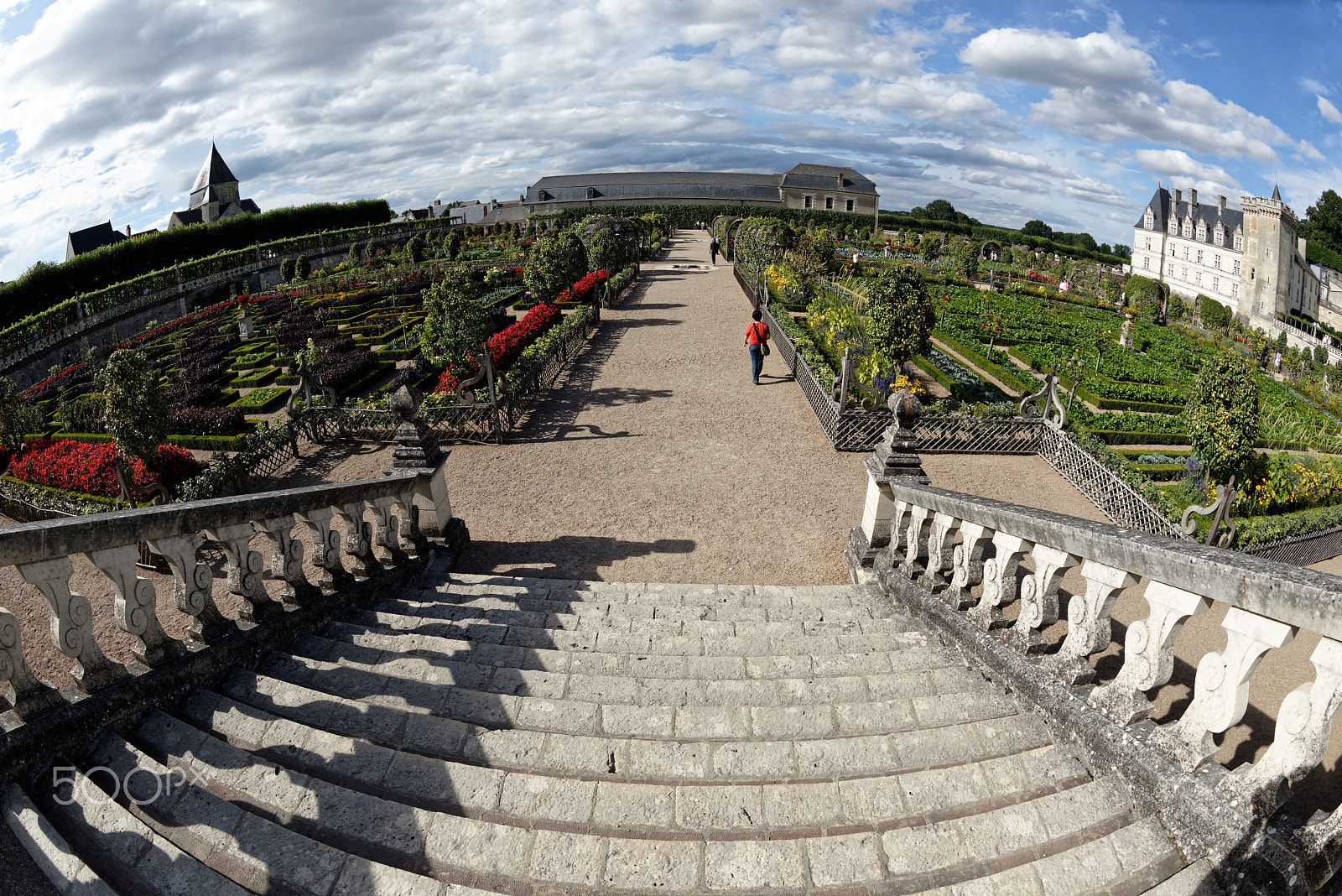 Nikon AF Fisheye-Nikkor 16mm F2.8D sample photo. Villandry, chateau de villandry, garten, treppe, fisheye photography