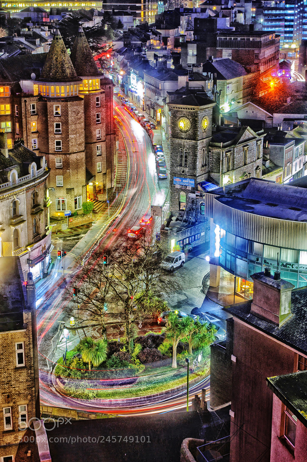 Pentax K-x sample photo. Torquay town at night photography