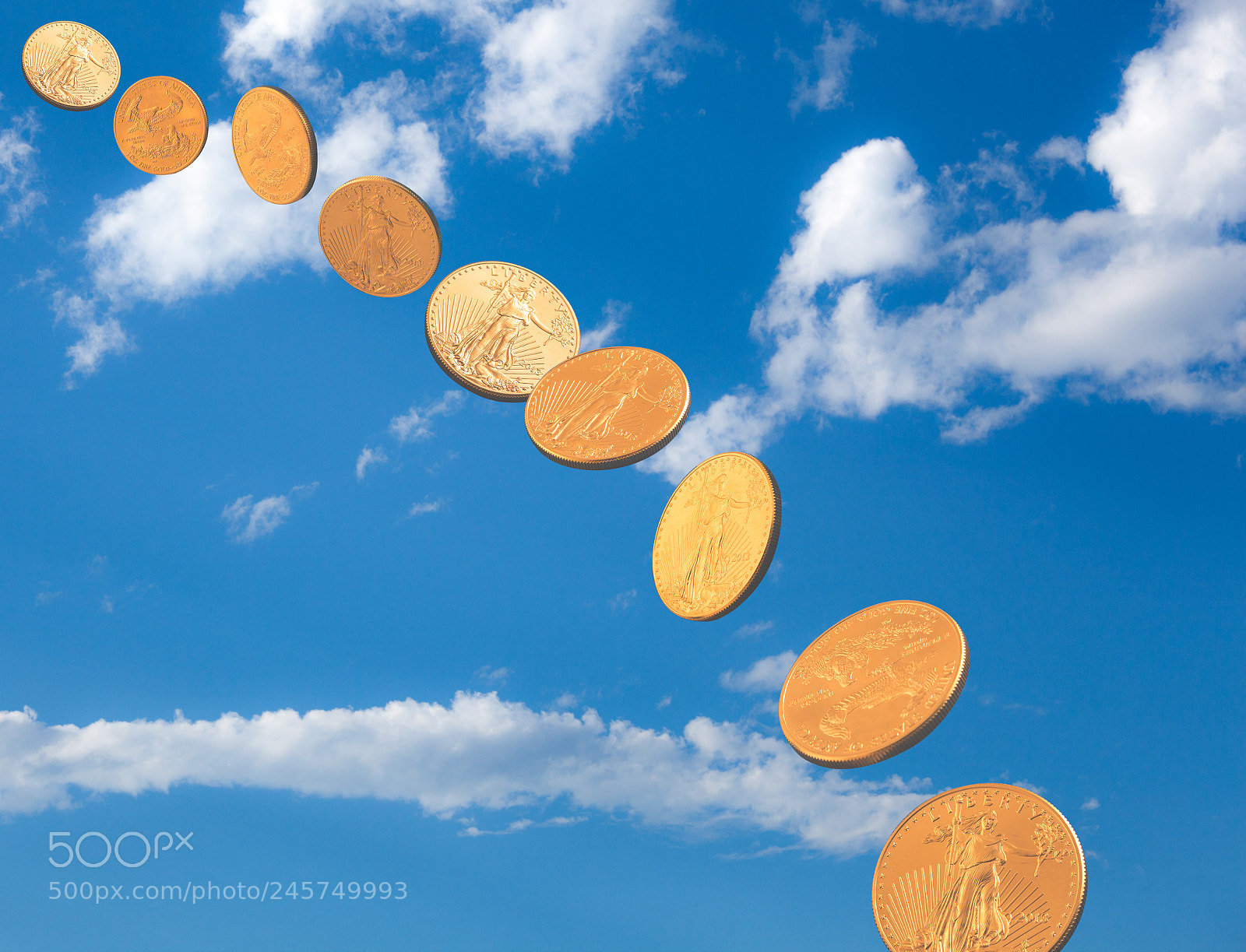 Sony a7R II sample photo. Stream of gold coins photography