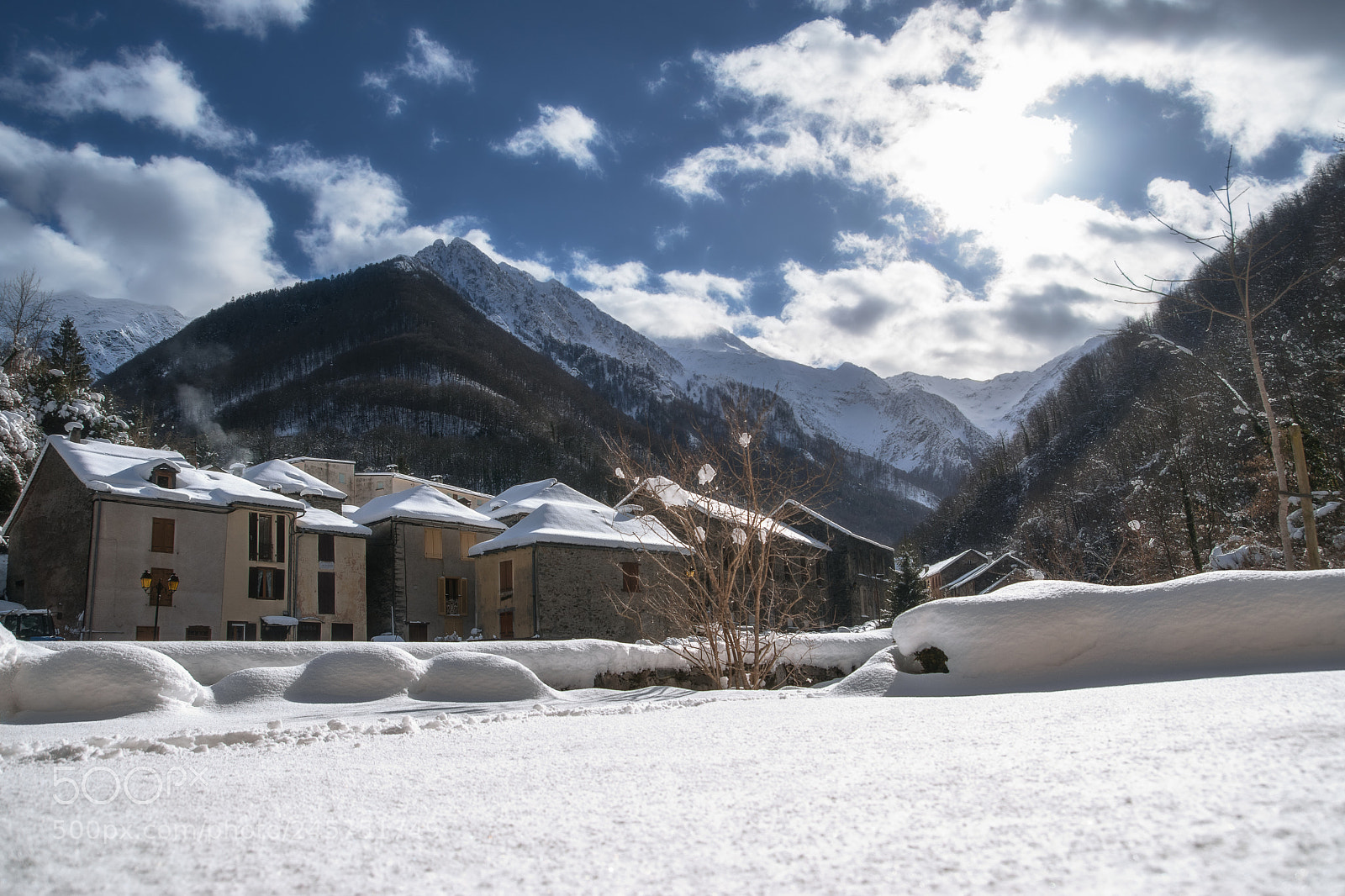 Nikon D5500 sample photo. Snowy mountain village photography