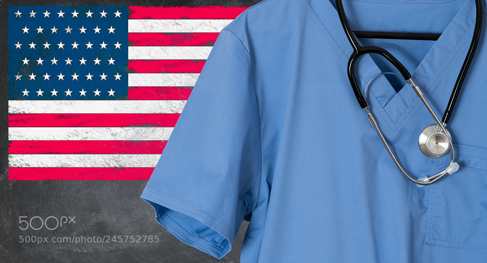 Sony a7R II sample photo. Blue scrubs with usa photography