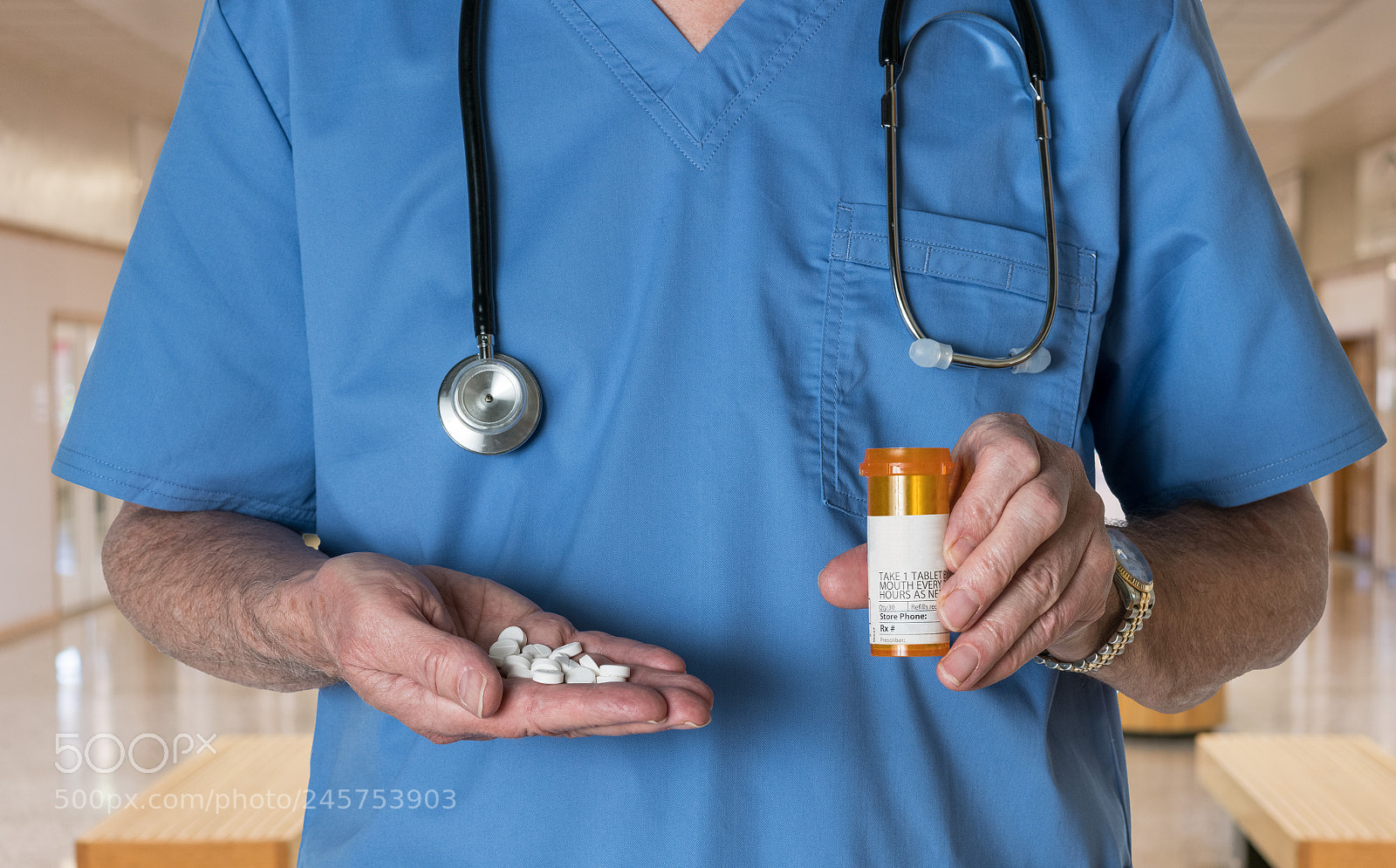 Sony a7R II sample photo. Senior doctor in scrubs photography