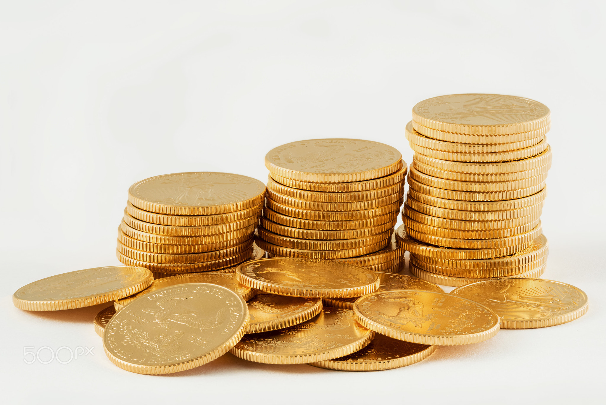 Stack of golden eagle coins