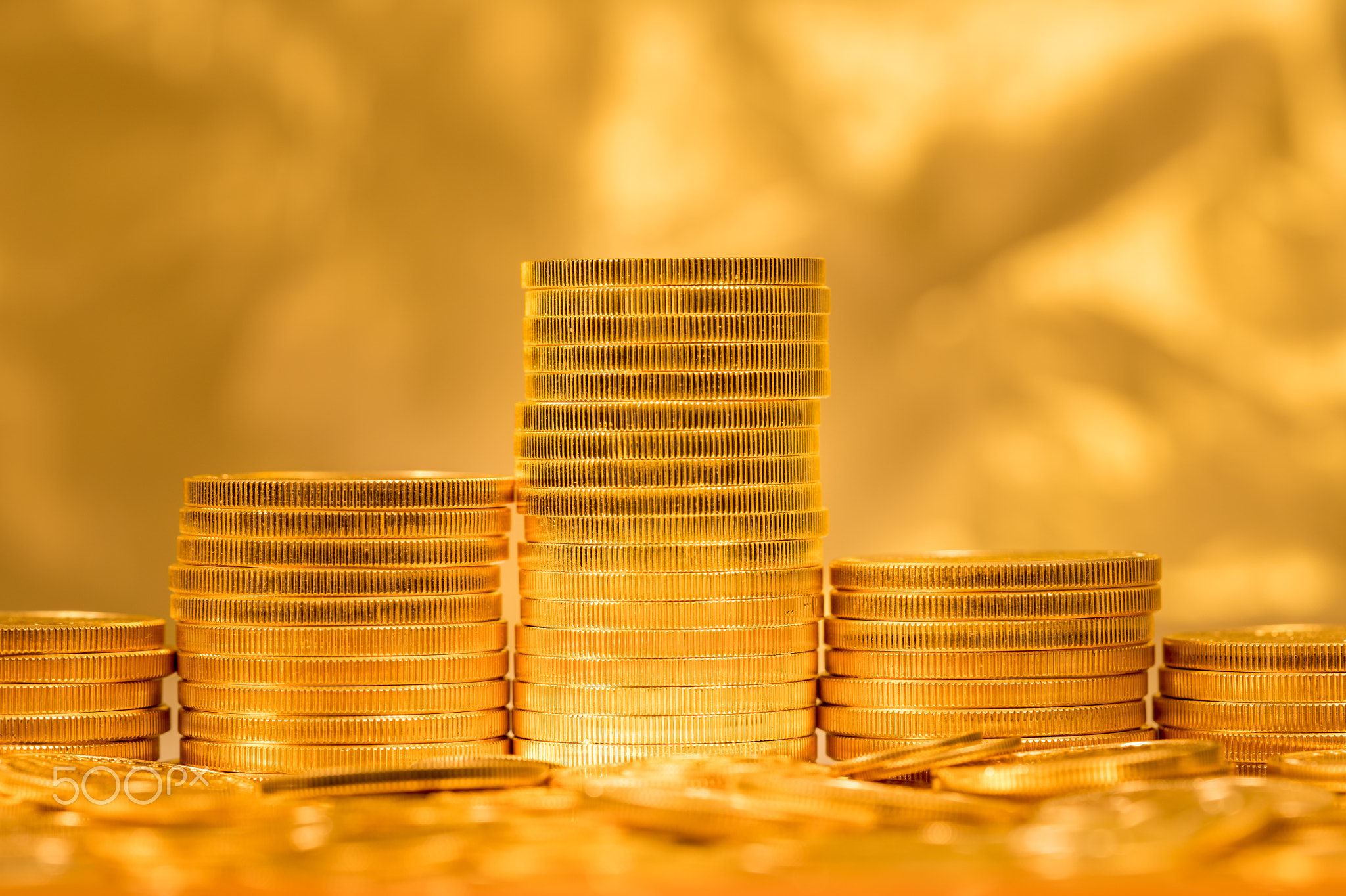 Stack of golden eagle coins