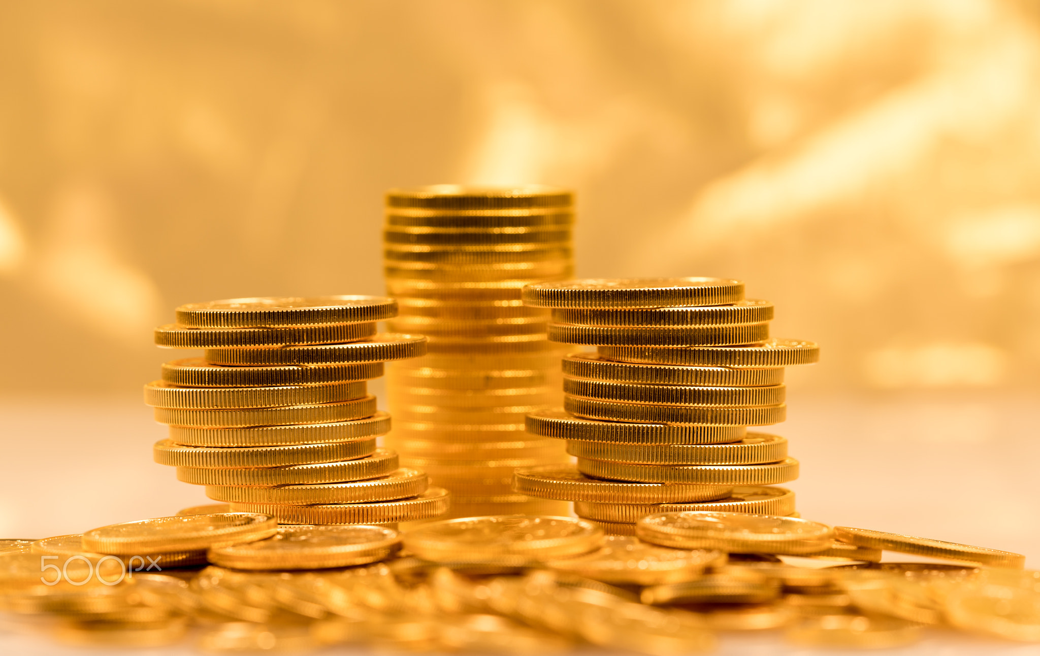 Stack of golden eagle coins