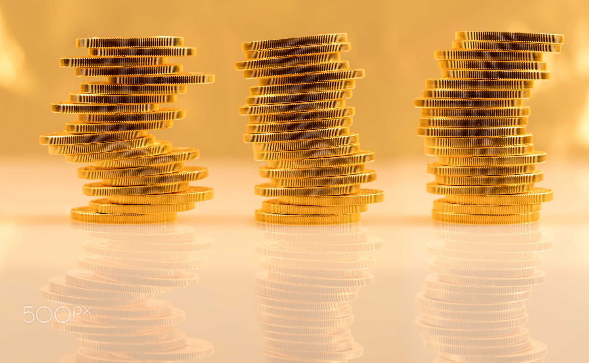 Stack of golden eagle coins