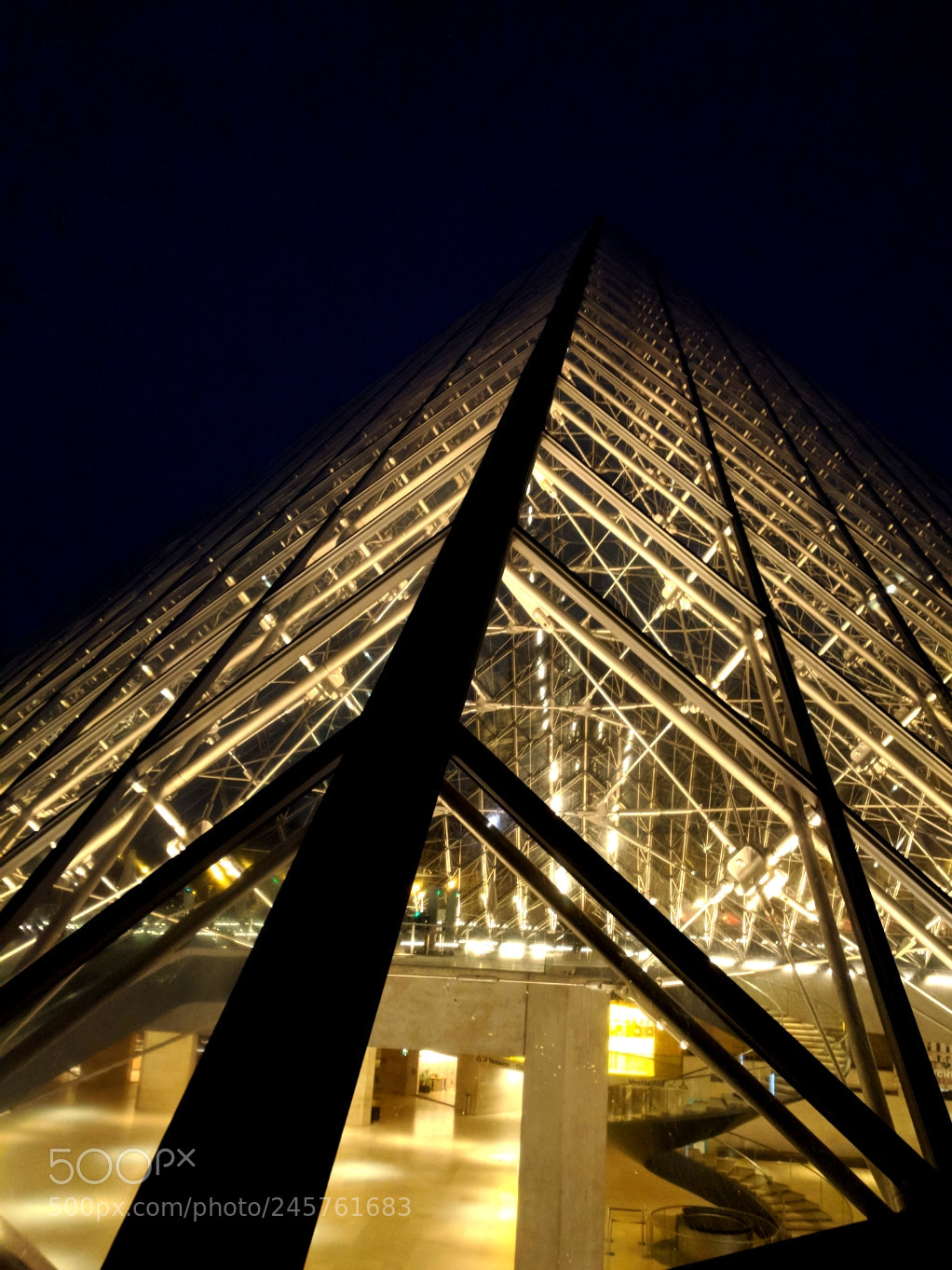 Google Pixel sample photo. Louvre's pyramid photography