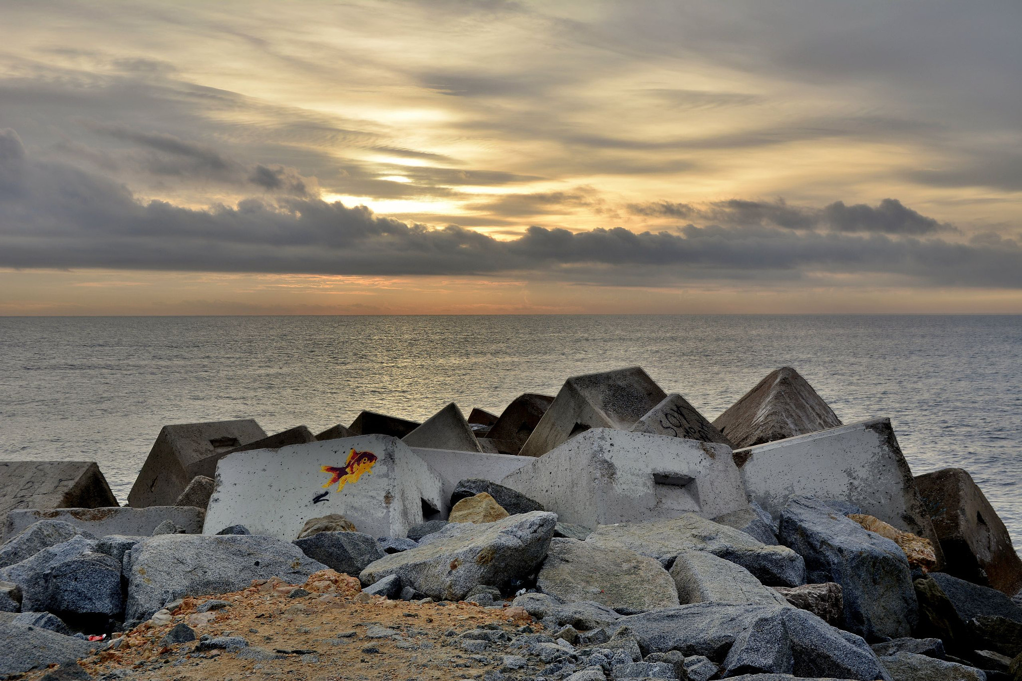 Sigma 17-50mm F2.8 EX DC OS HSM sample photo. Breakwater with fish photography
