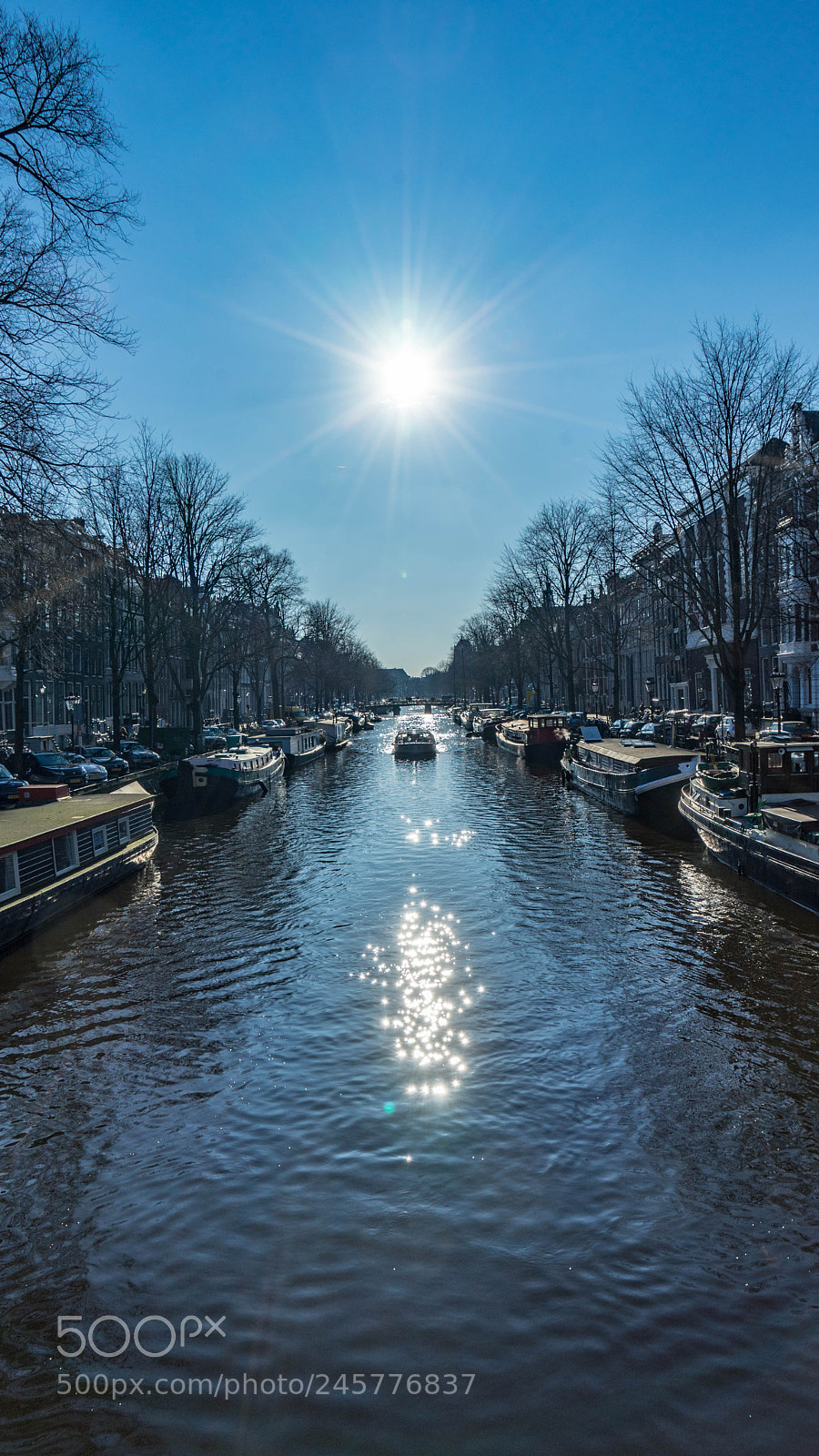 Sony a7 II sample photo. Amsterdam canal and sun photography