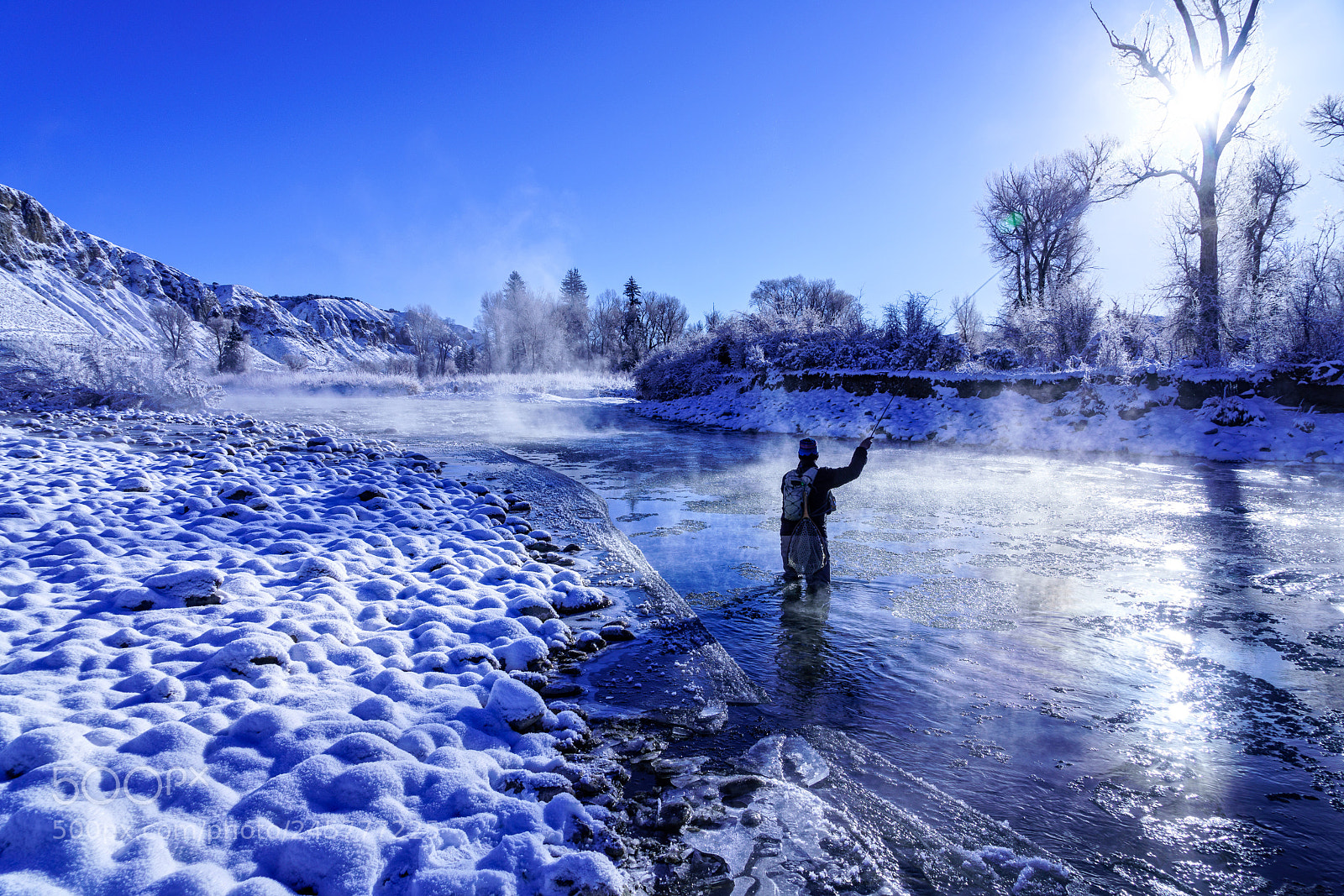 Sony a7R III sample photo. Winter fly fishing in photography