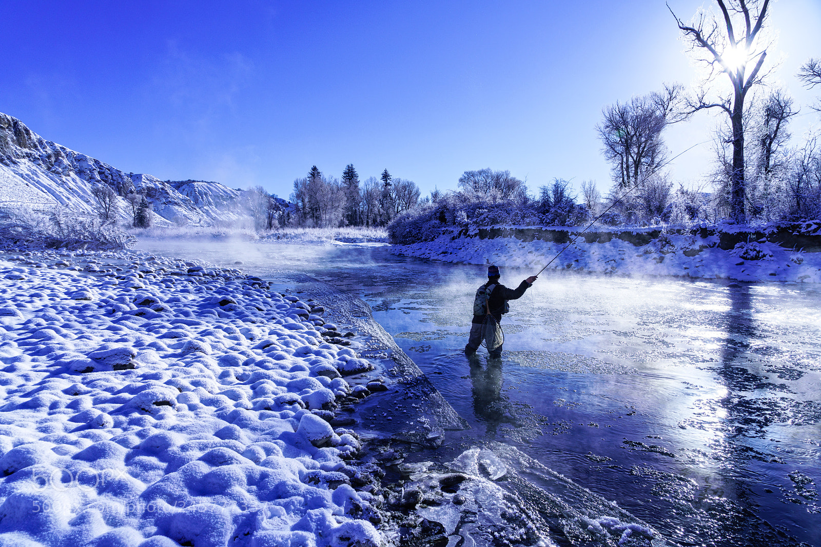 Sony a7R III sample photo. Winter fly fishing in photography