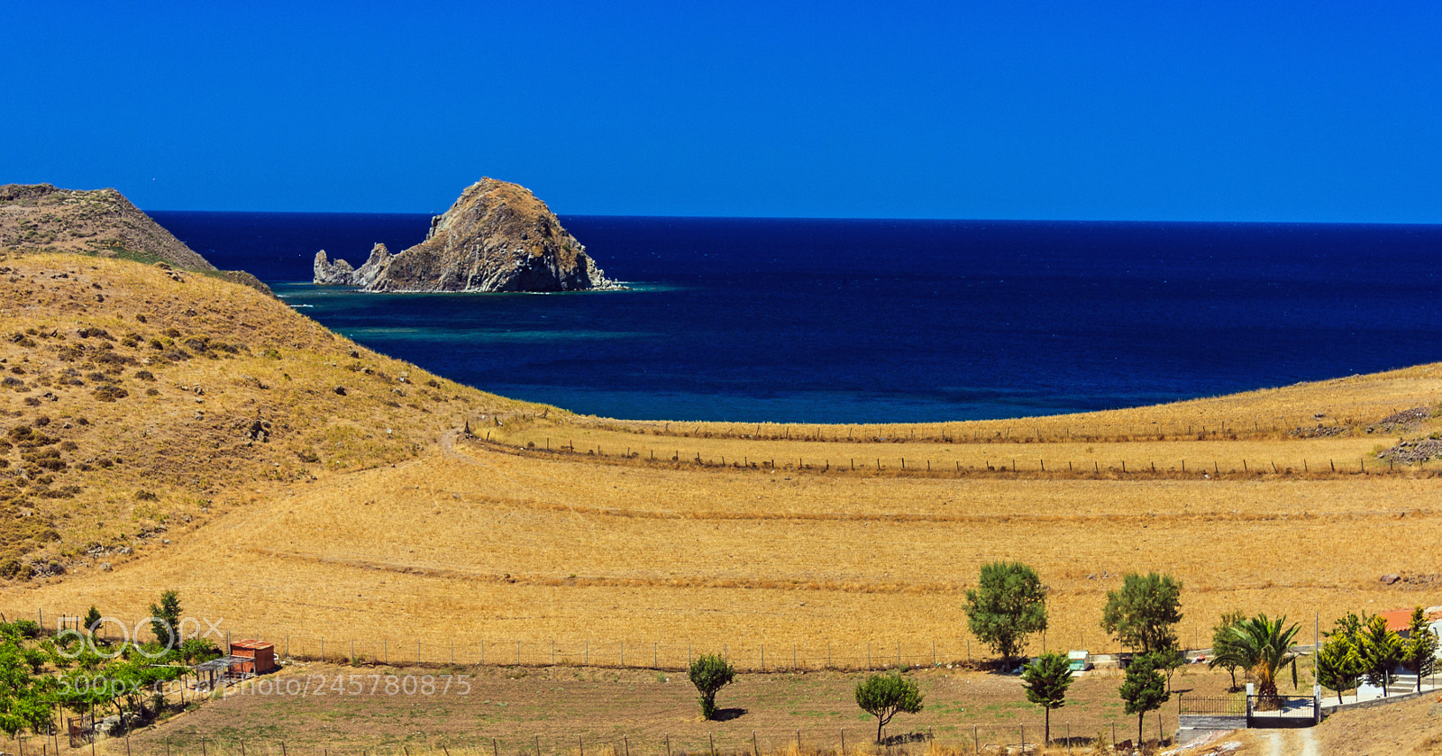 Canon EOS 40D sample photo. Deep blue lemnos coastline photography
