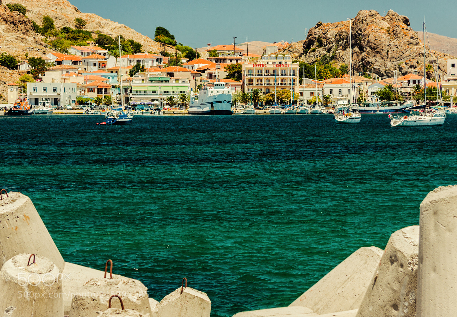 Canon EOS 40D sample photo. Lemnos myrina harbour view photography