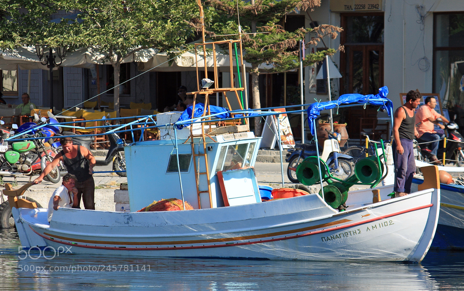 Canon EOS 40D sample photo. Local fishermen myrina harbour photography